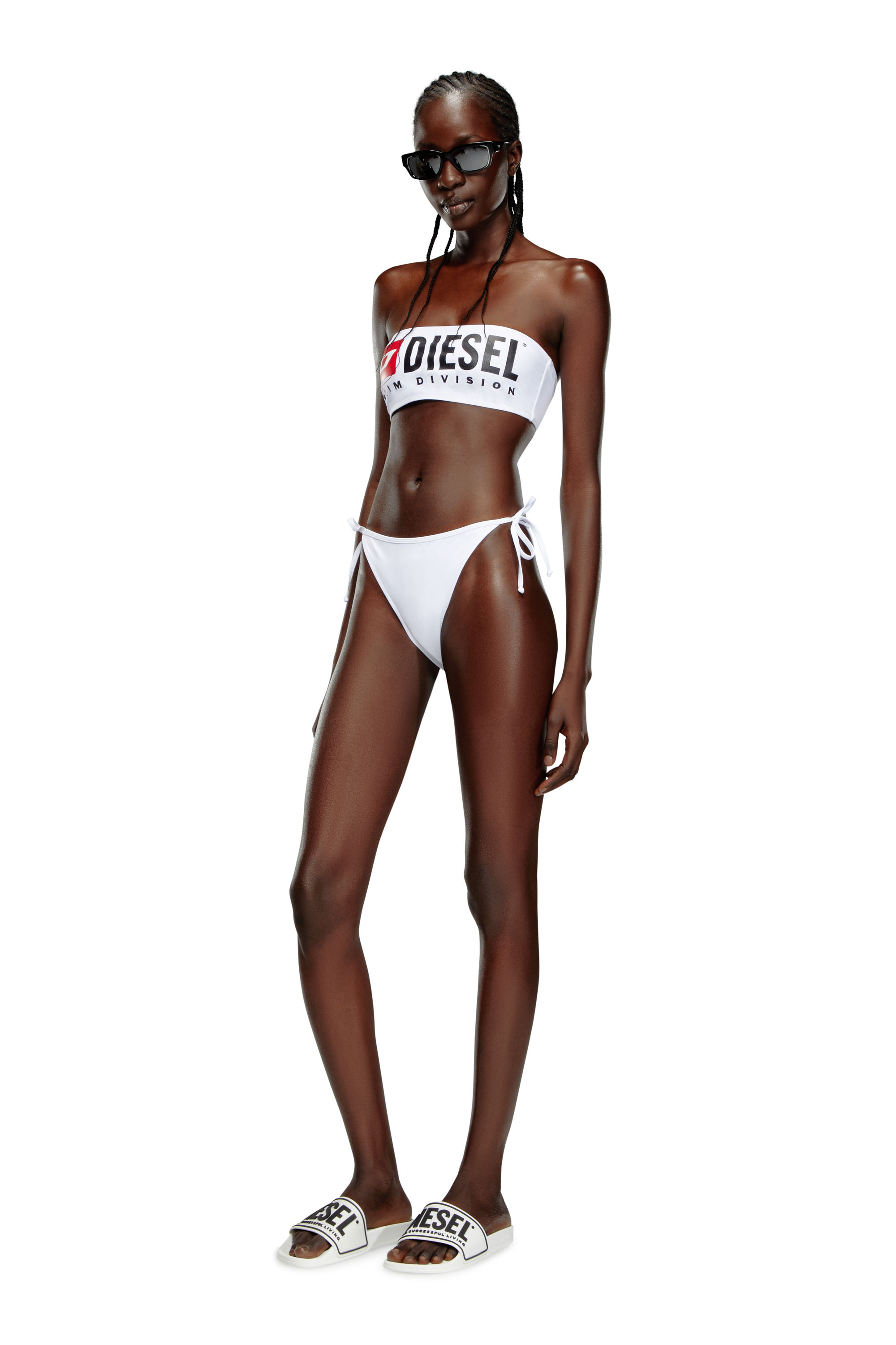 Diesel - BFPN-BRIGITTES, Damen Bikini-Hose aus Recycling-Nylon mit Maxi-Logo in Weiss - Image 1