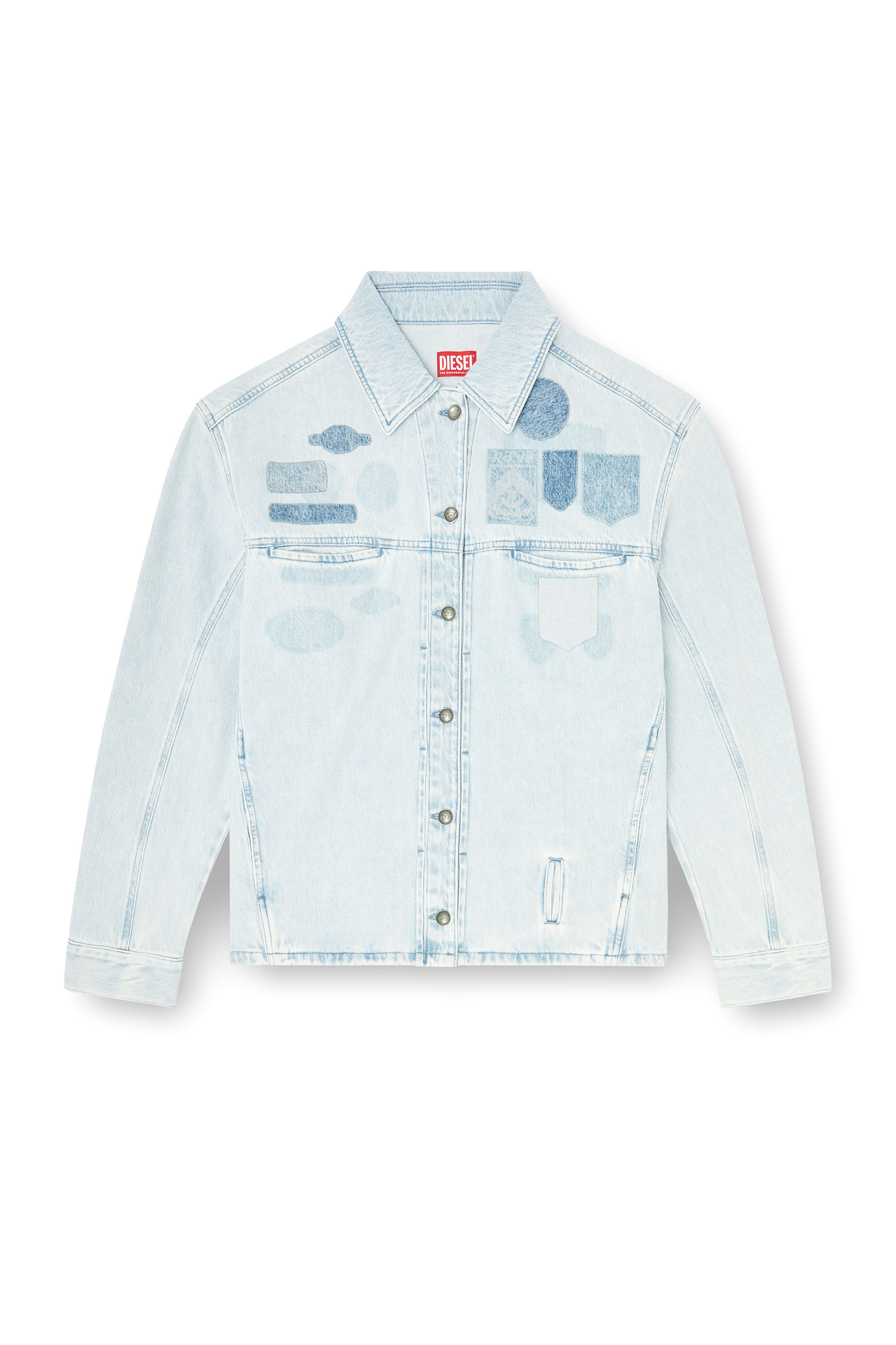 Diesel - D-RYMAVO-S, Unisex Denim overshirt mit patch-effekten in Hellblau - 2