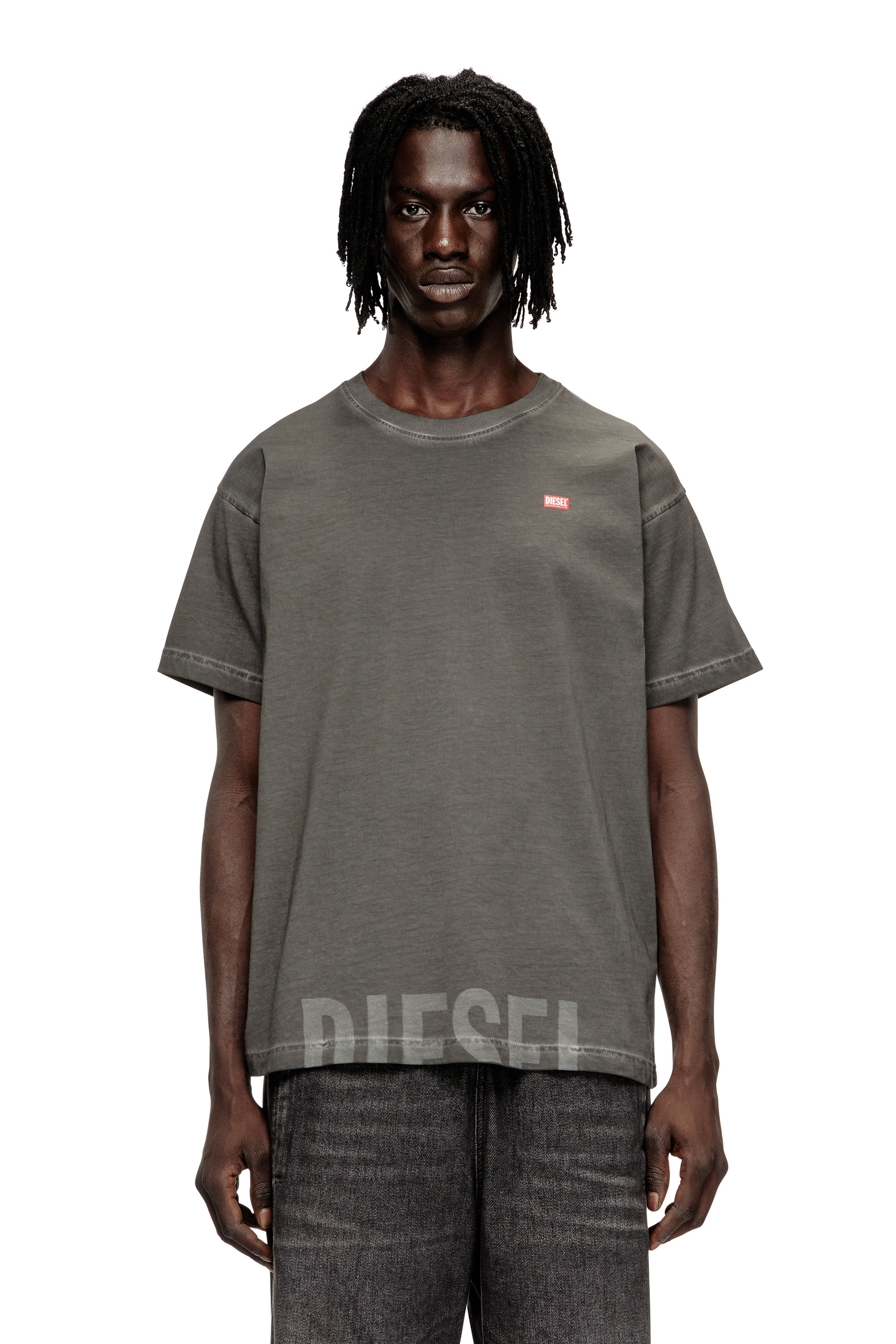 Diesel - T-NORM-T7, Herren T-Shirt aus Baumwolle mit Rundhalsausschnitt und Druck in Grau - 1