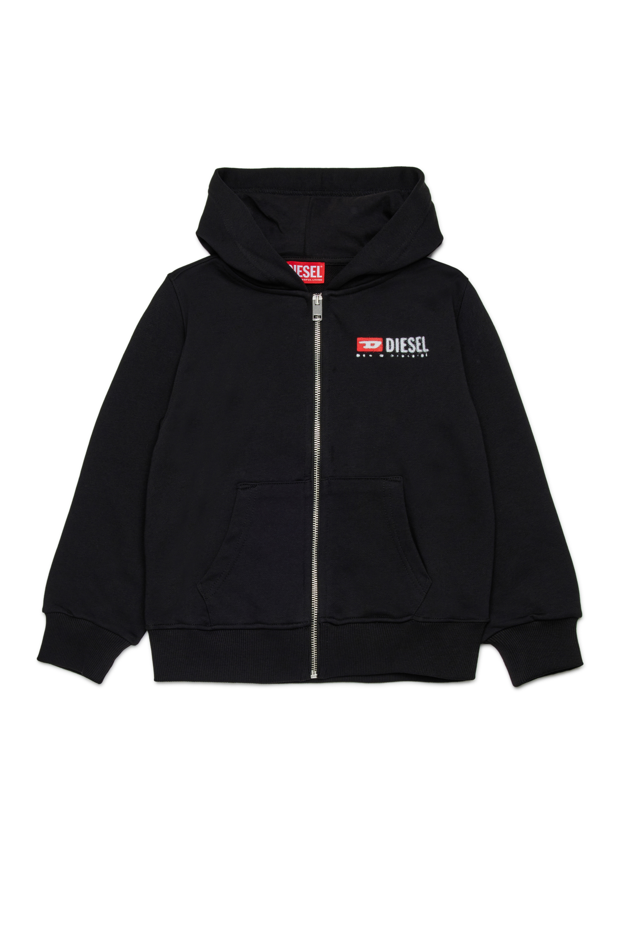 Diesel - SDROPSHOODZ OVER, Herren Baumwoll-Hoodie mit Reißverschluss in Schwarz - 1