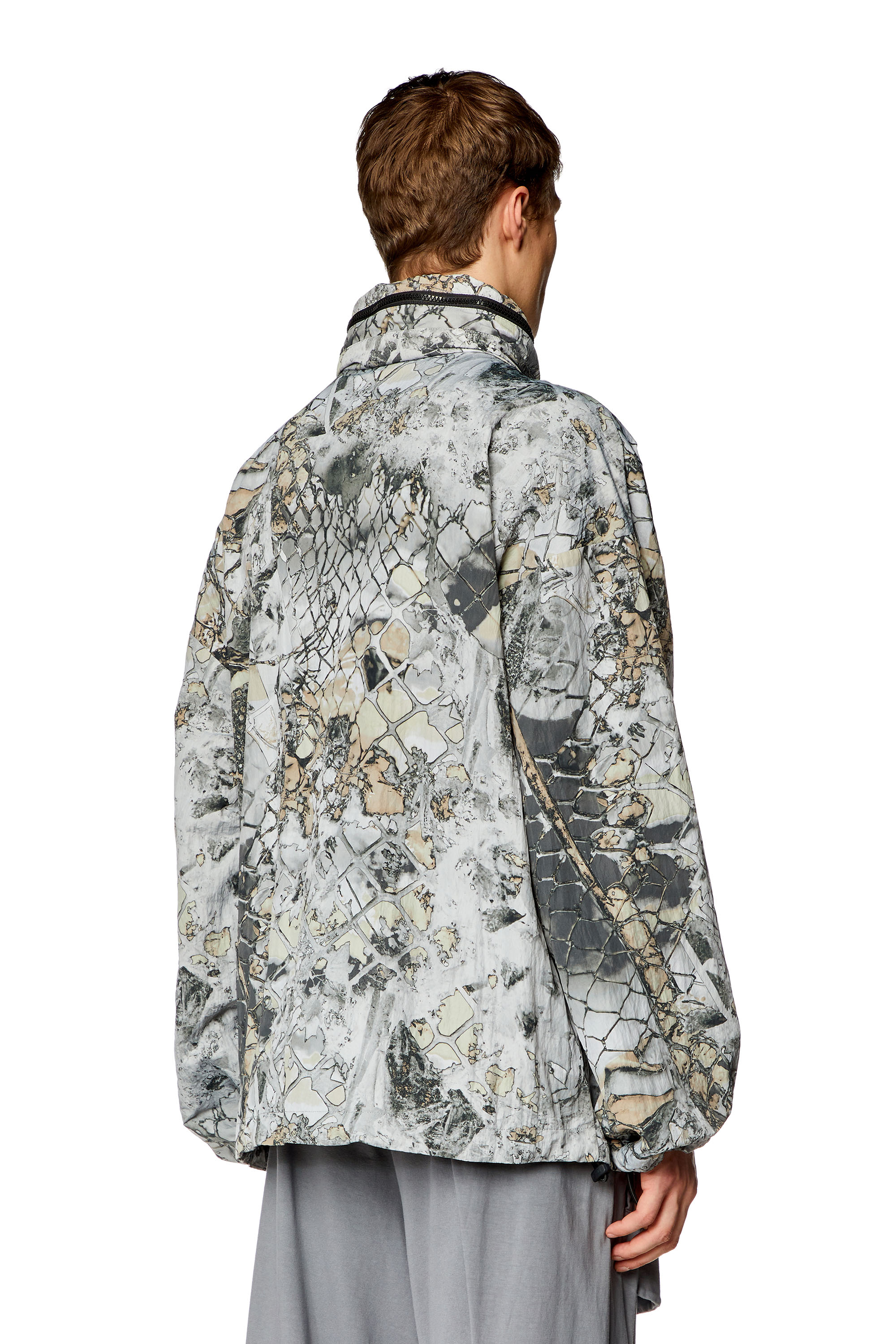 Diesel - J-DORSETT, Man's Windbreaker with abstract print in Grey - 4