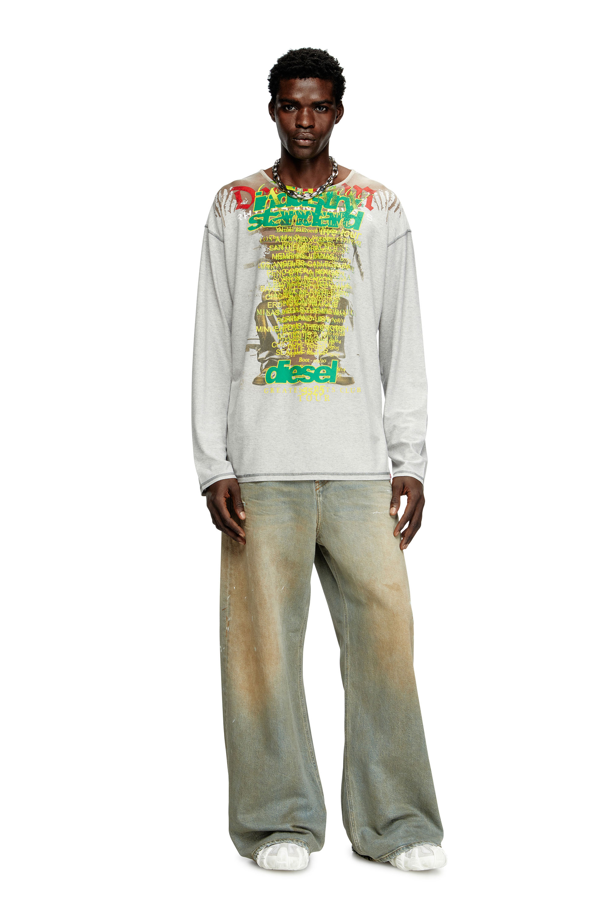 Diesel - T-JERRY-B, Unisex's Long-sleeve T-shirt with lyrics print in Grey - 1