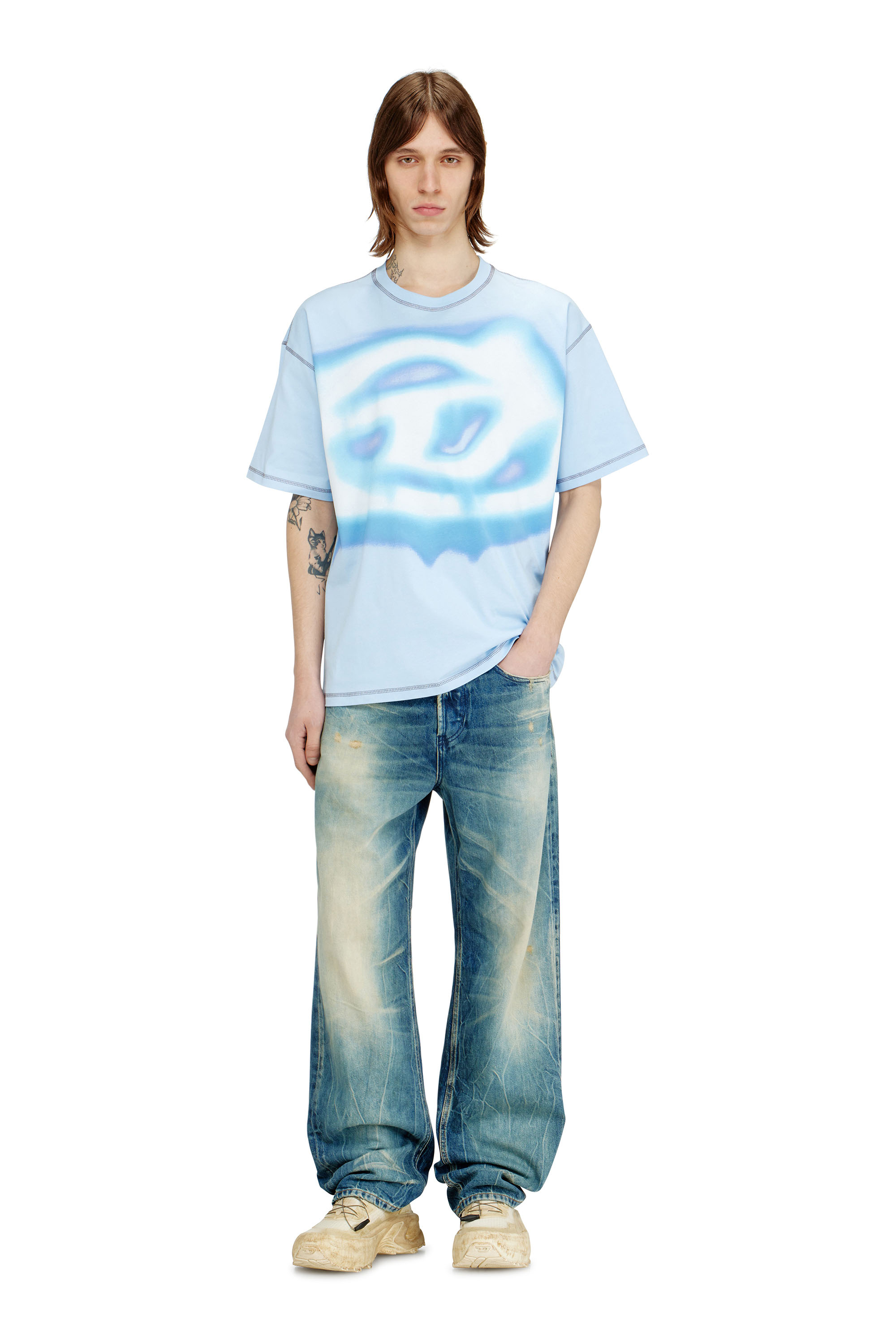 Diesel - T-BOXT-V11, Herren Lockeres T-Shirt mit Wasser-Effekt-Print in Hellblau - 1
