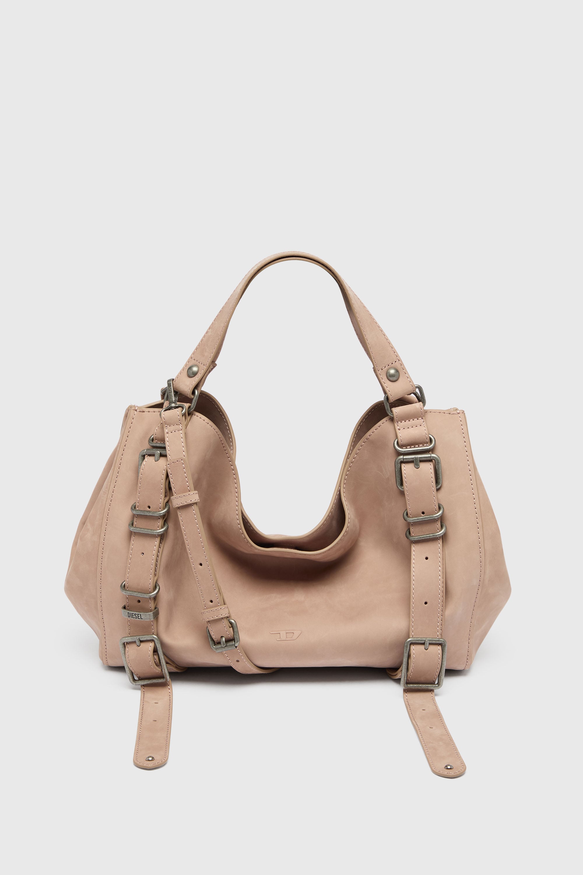 Diesel - D-ONE TOPHANDLE M, Unisex's D-One-Medium top-handle bag in treated leather in Face Powder - 1