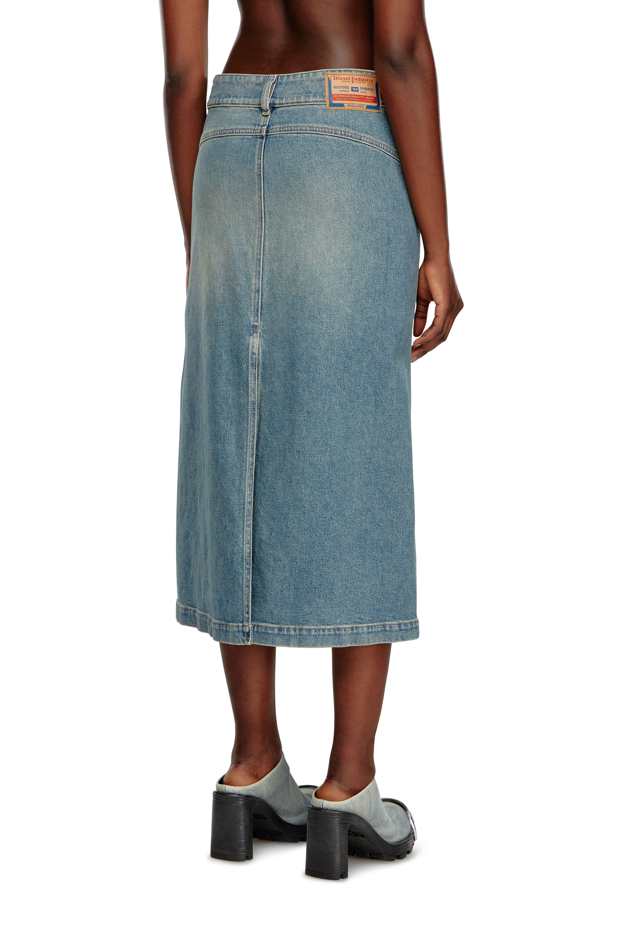 Diesel - DE-HUSH-MID, Woman Midi skirt in denim in Blue - Image 3