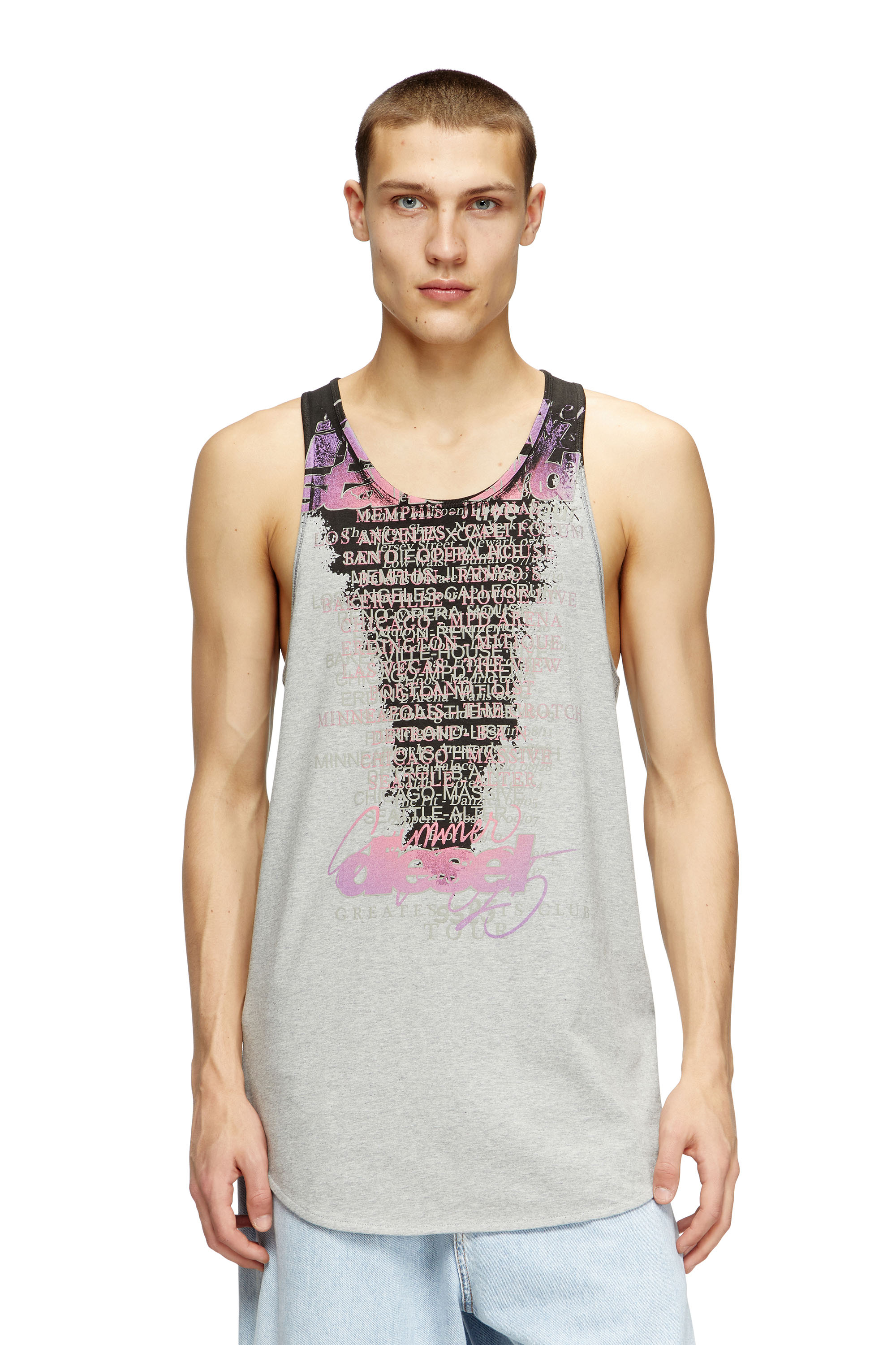 Diesel - T-SHAN, Unisex Tanktop mit Text-Print in Grau - 3