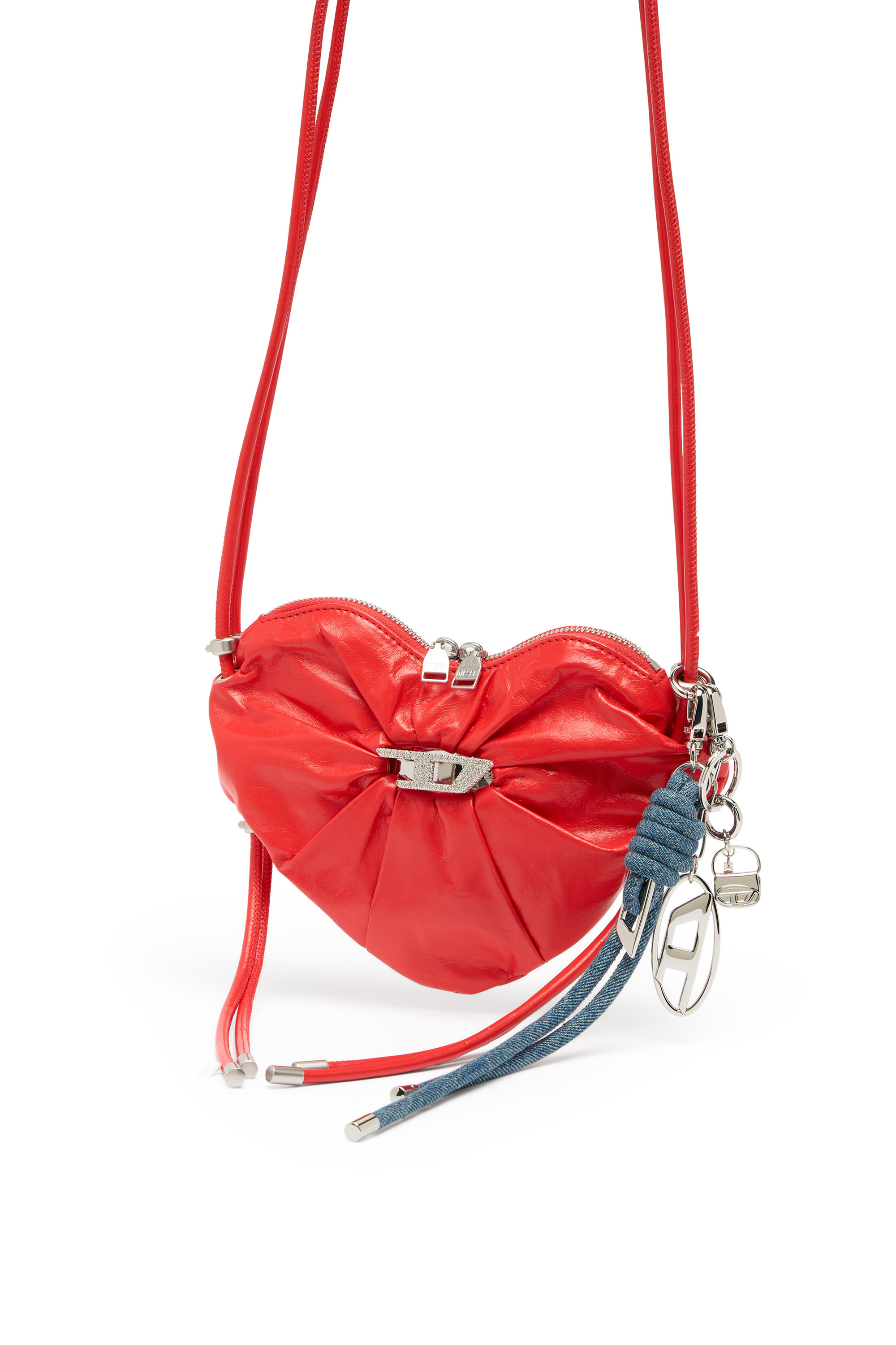 Diesel - SCRUNCH-D HEART, Damen Scrunch-D-Heart Schultertasche aus geknautschtem Leder in Rot - 6