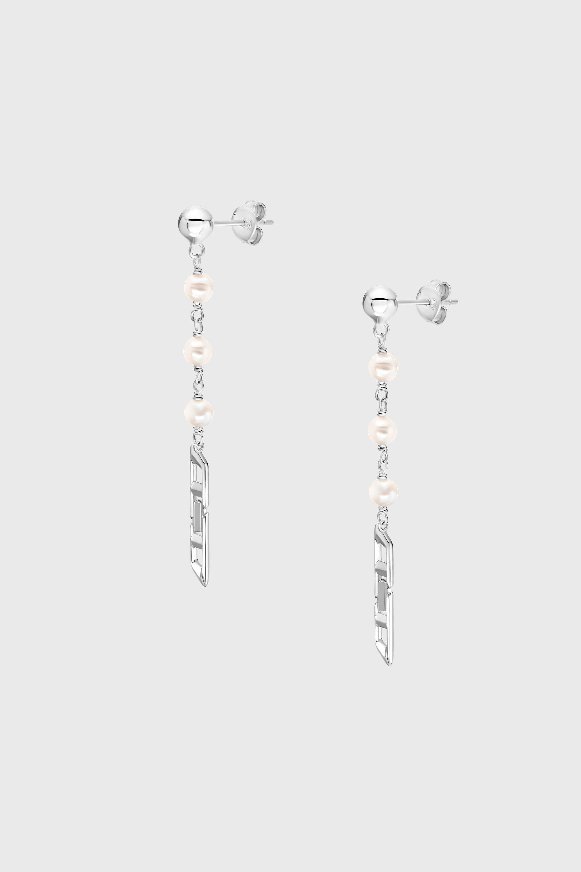 Diesel - DL1371040, Unisex Ohrh&auml;nger aus Sterlingsilber mit Perlen in Silber - 1
