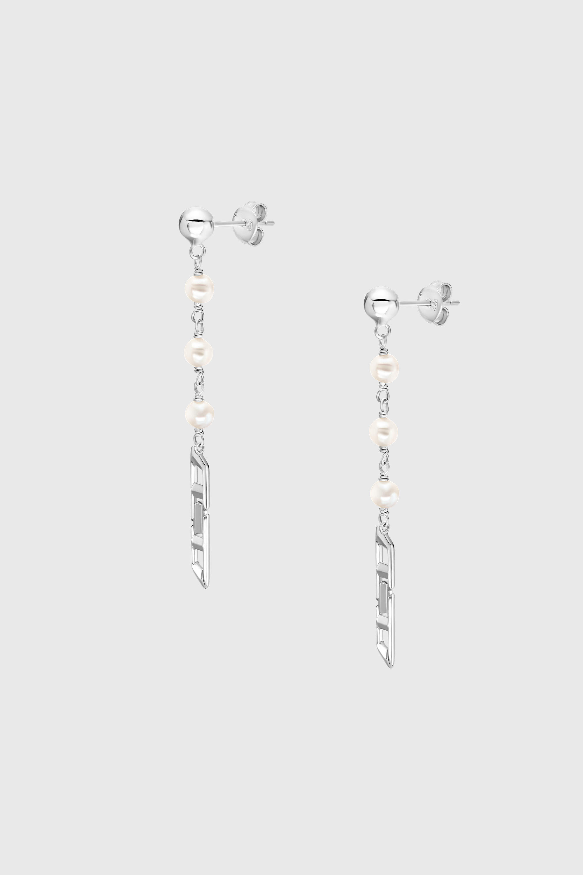 Diesel - DL1371040, Unisex Ohrh&auml;nger aus Sterlingsilber mit Perlen in Silber - 1