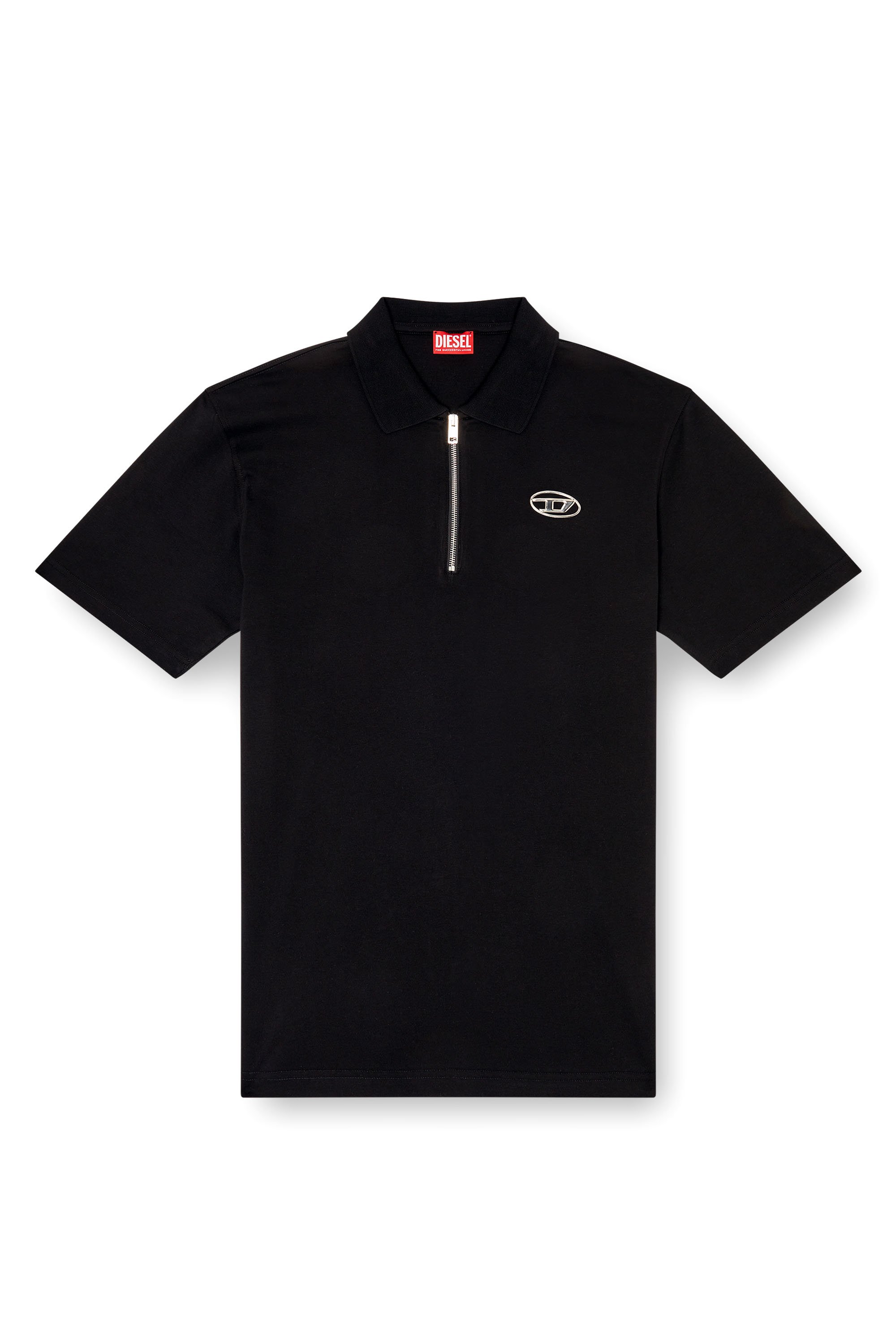 Diesel - T-VOR-OD, Herren Front-Reißverschluss-Poloshirt mit lasergeschnittenem Oval D in Schwarz - 4