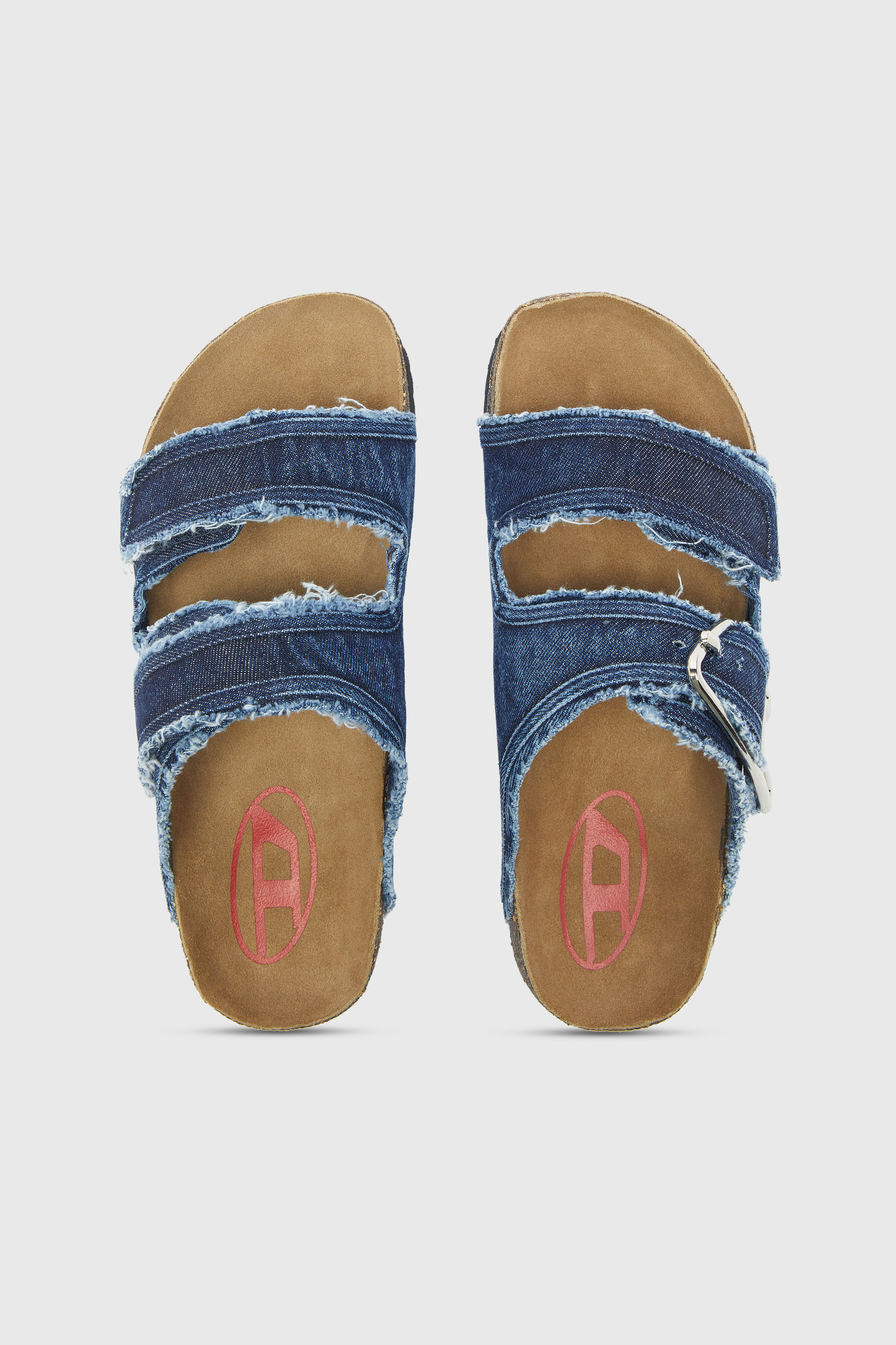 Diesel - D-WOODSTOCK D SANDAL W, Damen D-Woodstock - Sandale mit ausgefransten denim-riemen in Mittelblau - 4