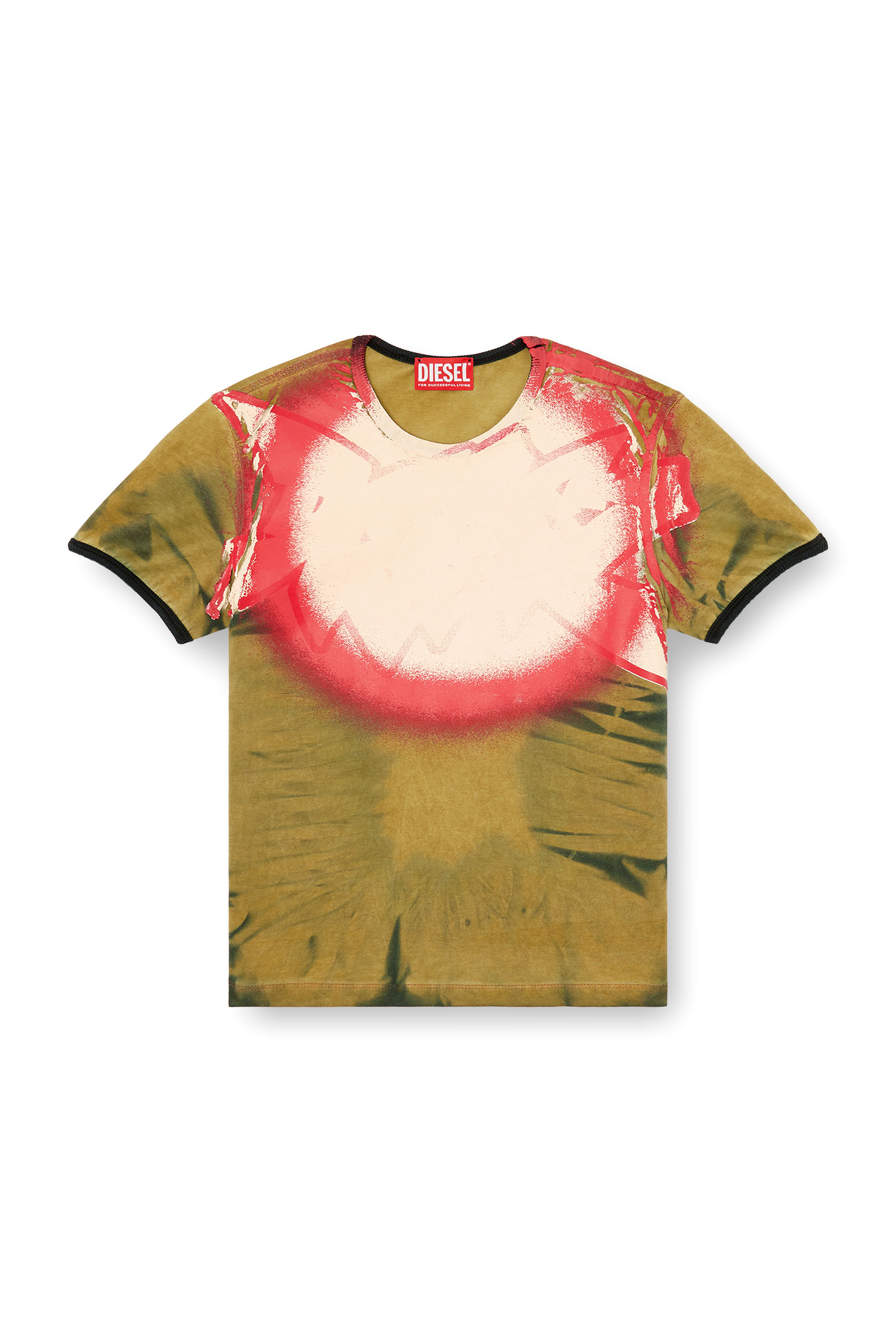 Diesel - T-UNCUTIE-LONG-Q1, Damen Batik-T-Shirt mit Scheinwerferlicht-Print in Armeegrün - 3