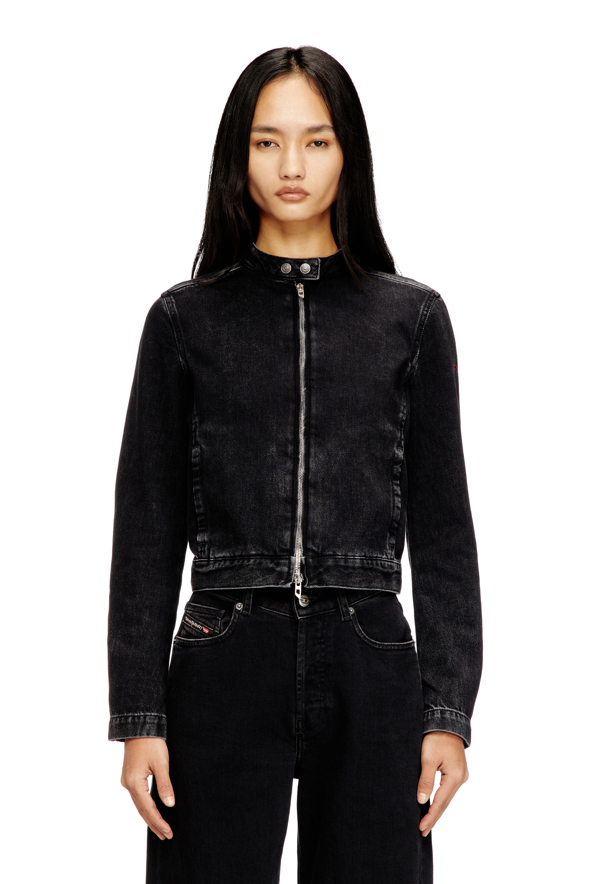 Diesel - DE-MORNIN, Damen Motorradjacke aus Denim in Clean-Wash-Denim in Schwarz - 3