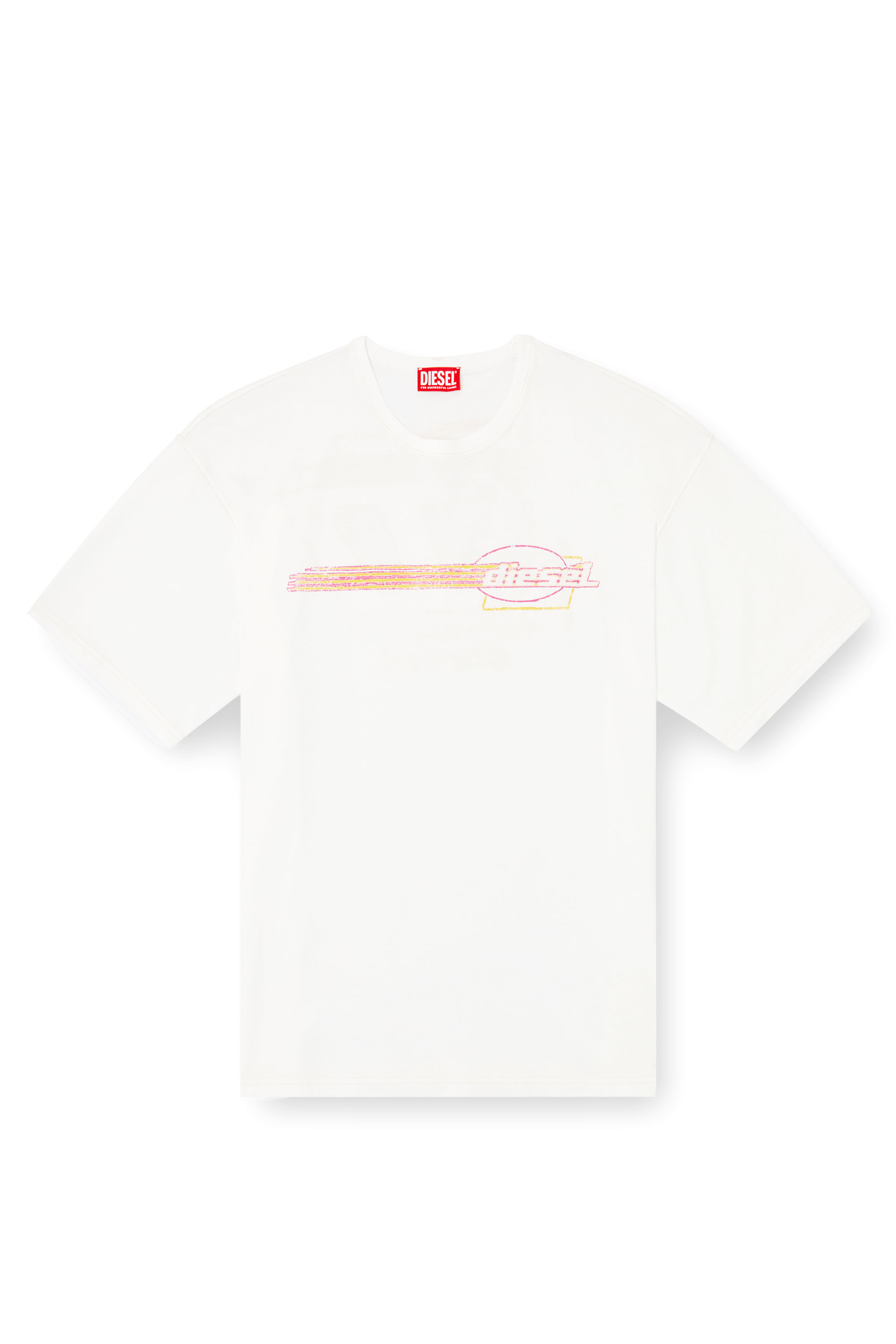 Diesel - T-BOXT-R16, Man's T-shirt with flocked logo graphics in White - 2