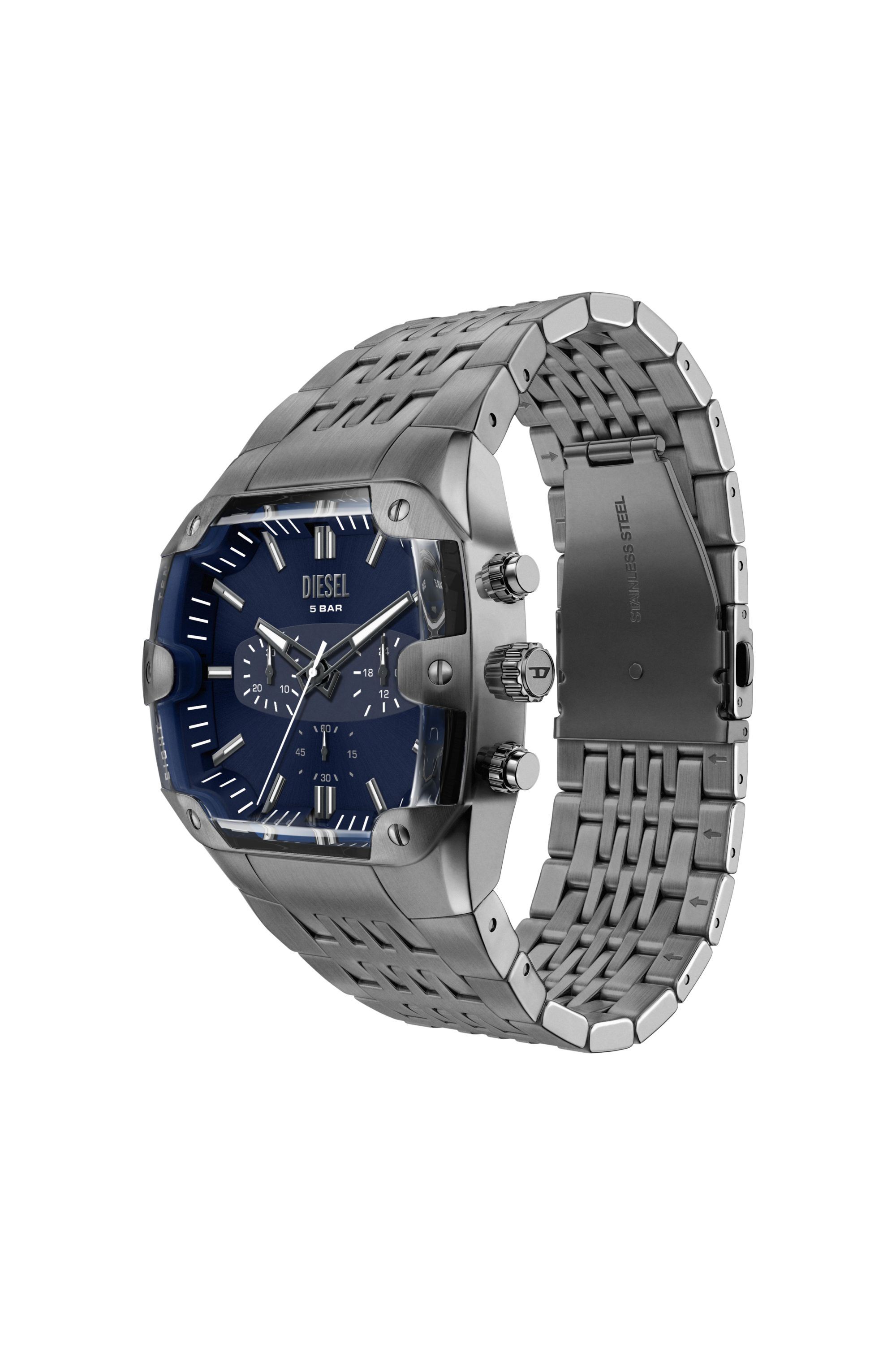 Diesel - DZ4717 WATCH, Herren Spiked Cushion Uhr aus Edelstahl in Gunmetal-Optik in Dunkelgrau - 5