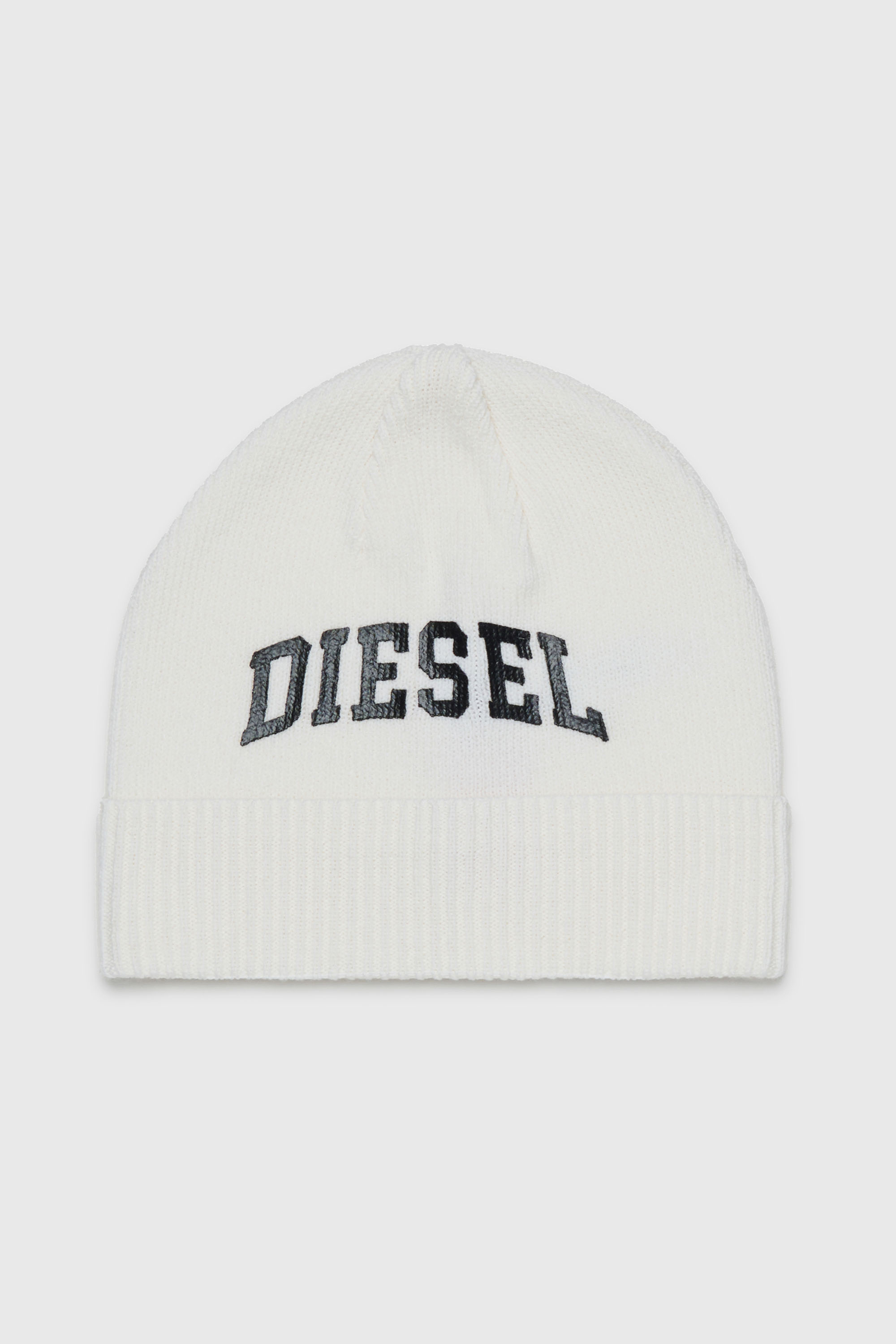 Diesel - FBAND, Unisex Beanie aus Wollmischung mit Logo in Wei&szlig; - 1