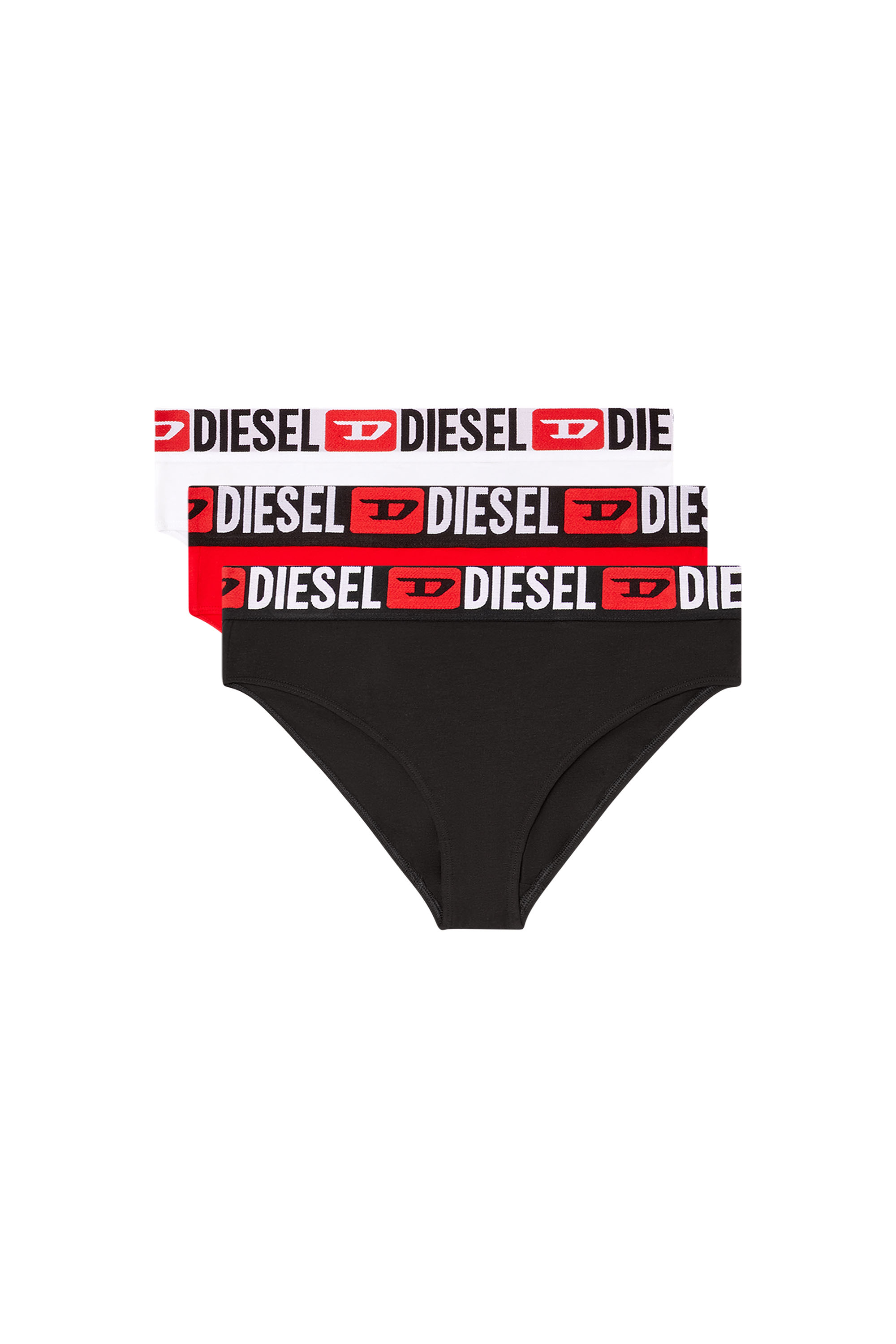 Diesel - SAM-D-CORE-3PACK, Damen Slips mit Maxilogo-Bund im Dreierpack in Rot/Schwarz - 2