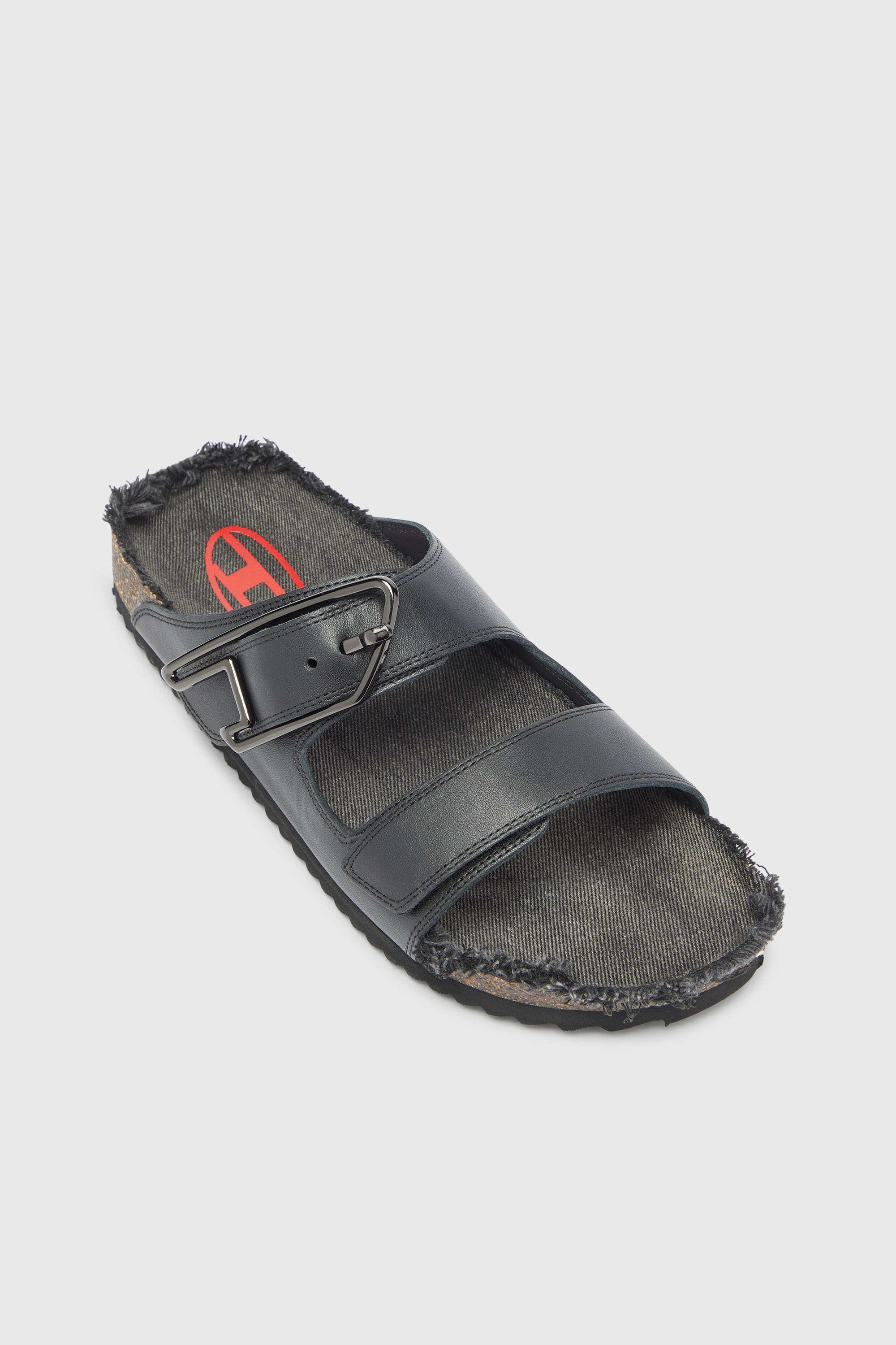 Diesel - D-WOODSTOCK D SANDAL, Herren D-Woodstock - Lederriemen mit Korkfu&szlig;bett in Schwarz - 6