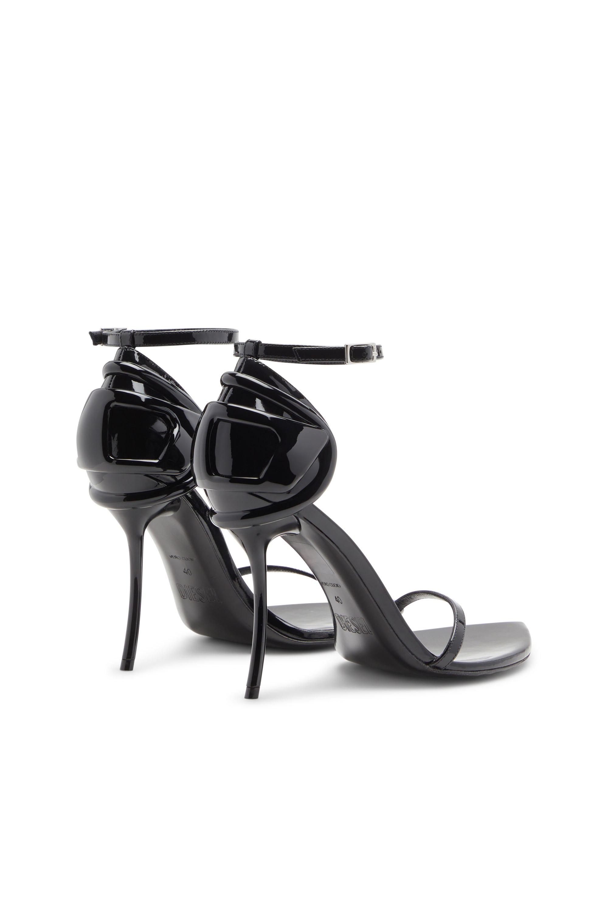 Diesel - D-TEN&HALF SANDAL, Damen D-Ten&Half-Stiletto-Sandalen aus Lackleder und Satin in Schwarz - 3