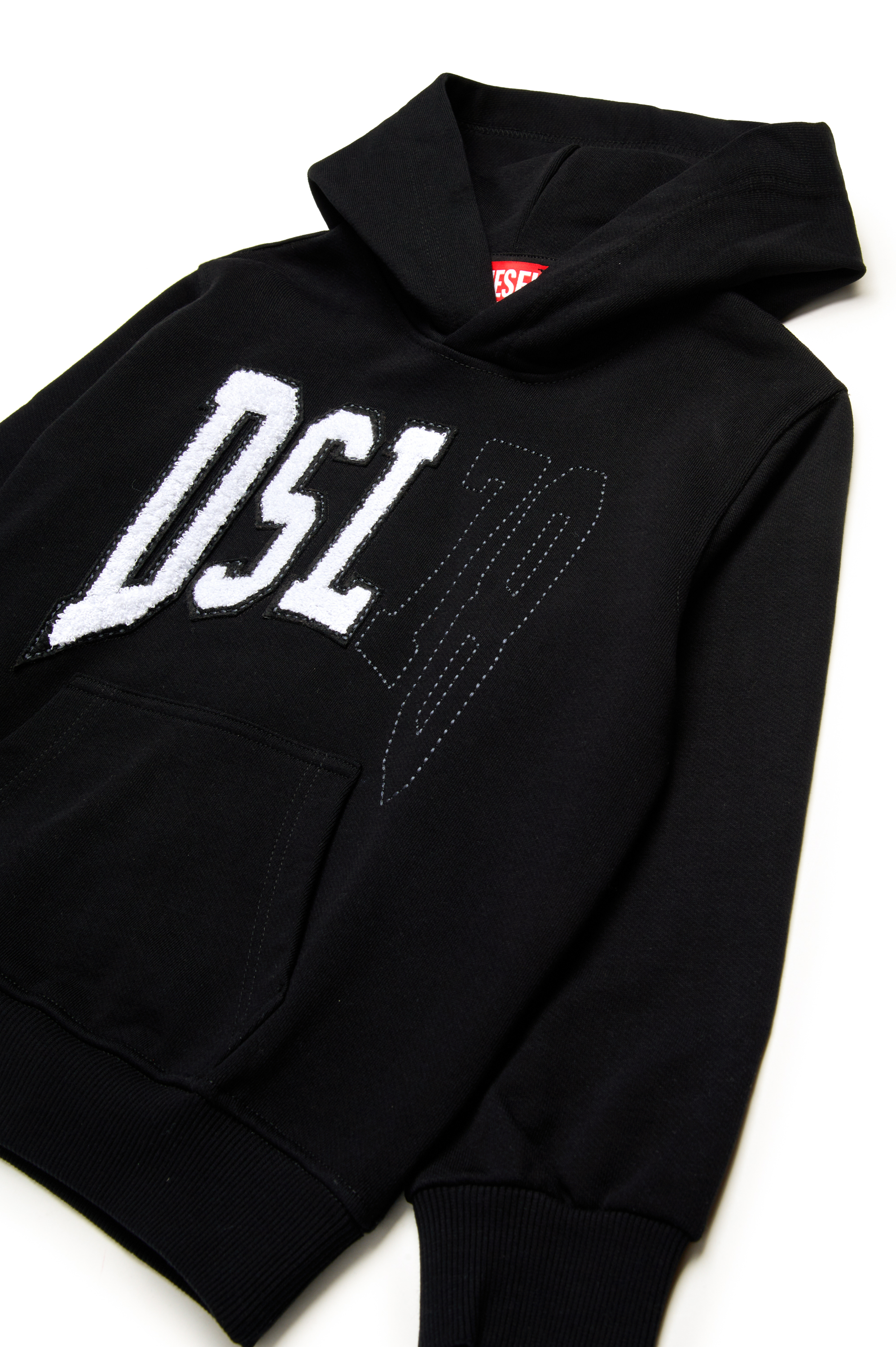 Diesel - SBOXTHOOD OVER, Herren Kapuzenpullover mit College-DSL 78-Logo in Schwarz - 3