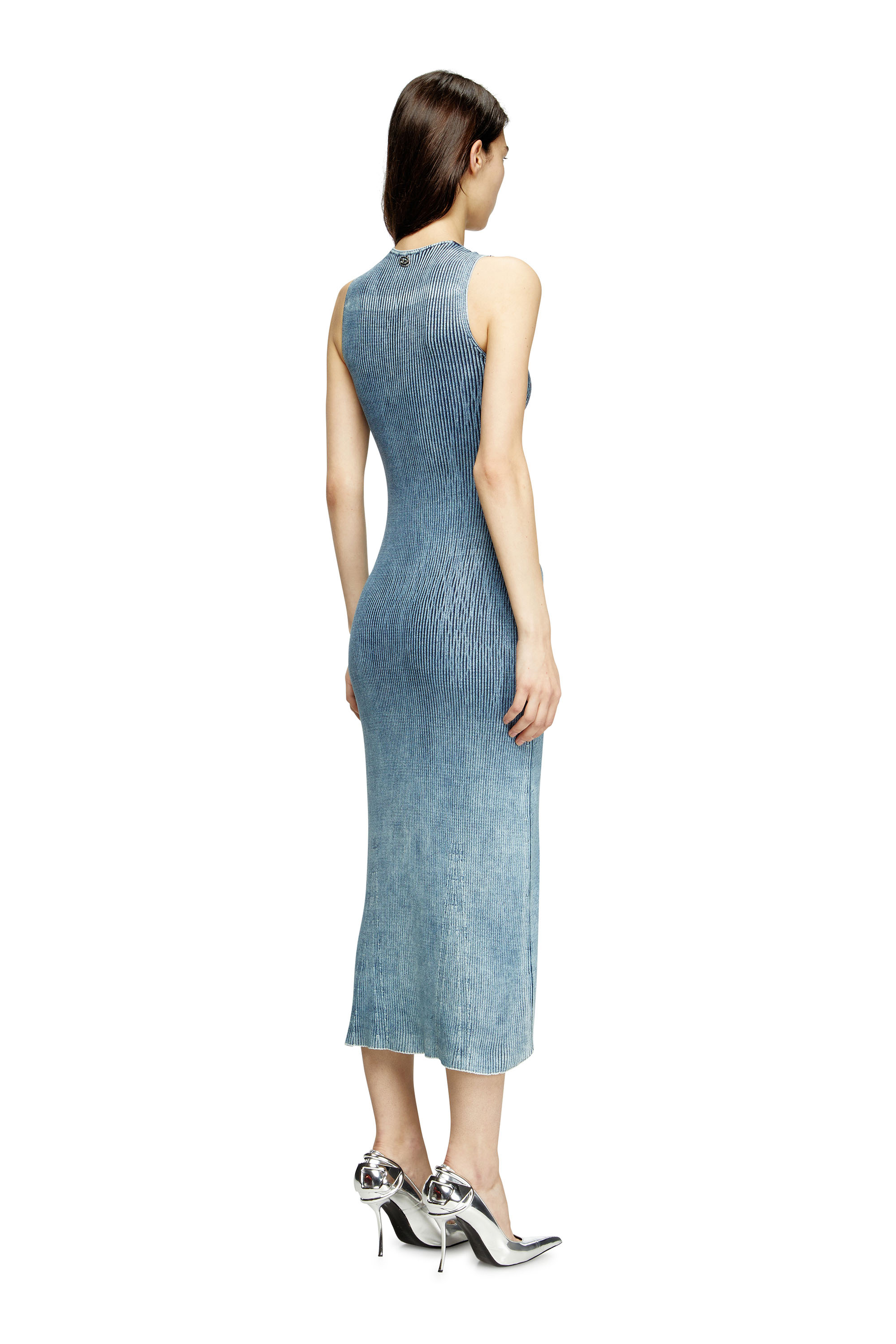 Diesel - M-MILONG, Damen Denim-yarn midi dress with shiny effect in Hellblau - 4