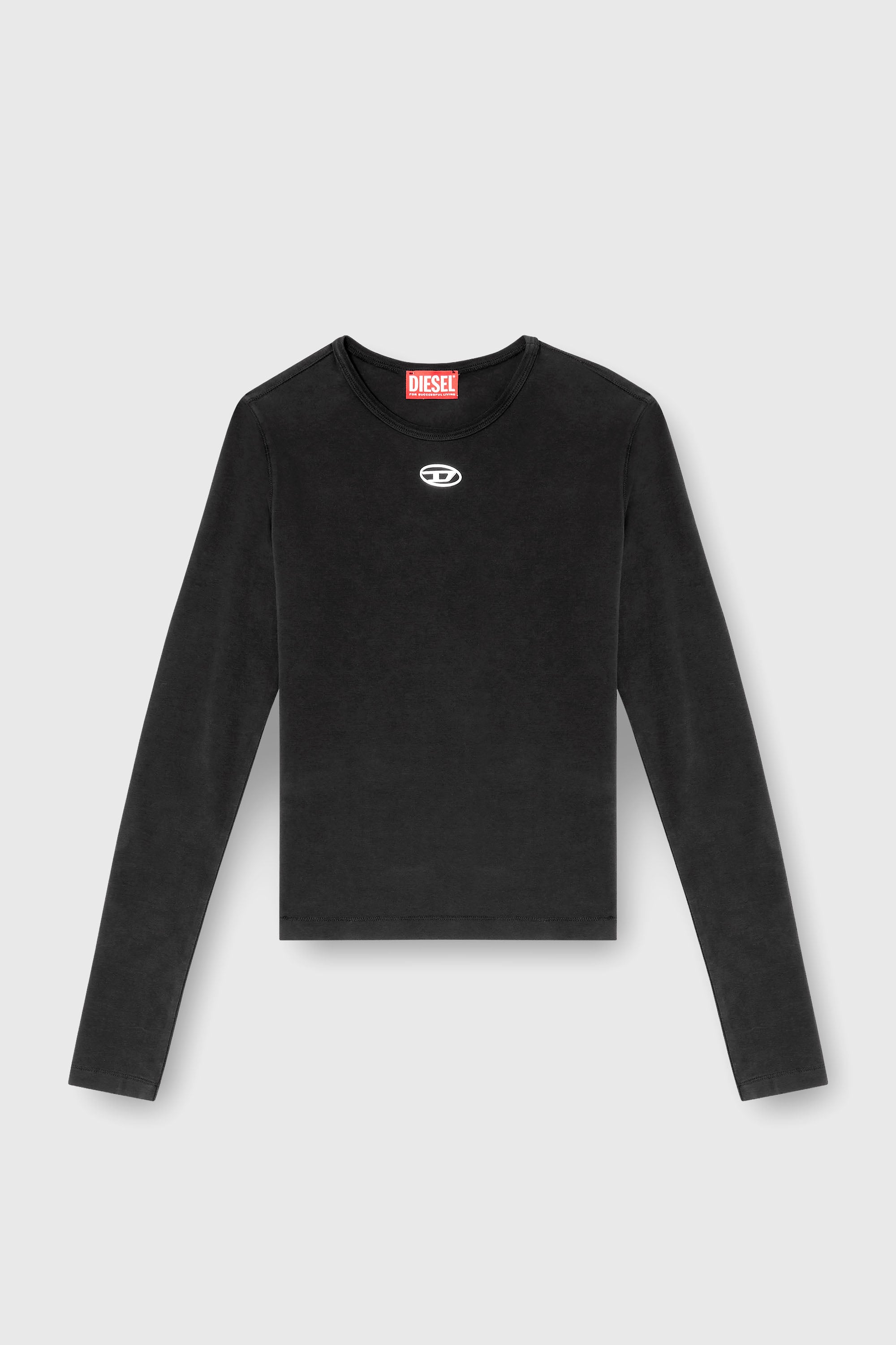 Diesel - T-UNCUTIESLONG-LS-OD, Damen Baumwollpullover mit Oval-D-Logo in Schwarz - 2