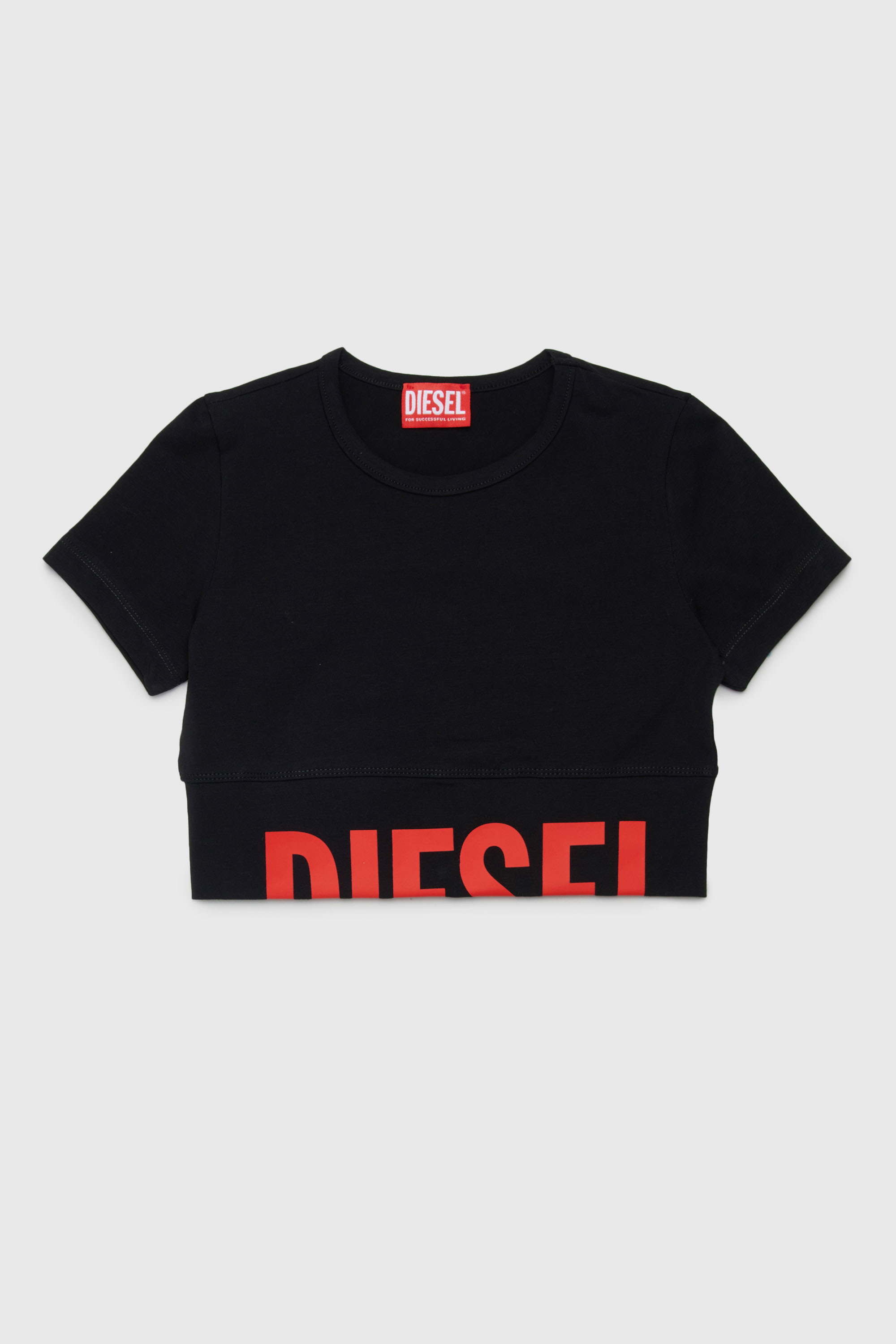 Diesel - TCEFY, Damen Crop-Top mit abgeschnittenem Logo in Schwarz - 1