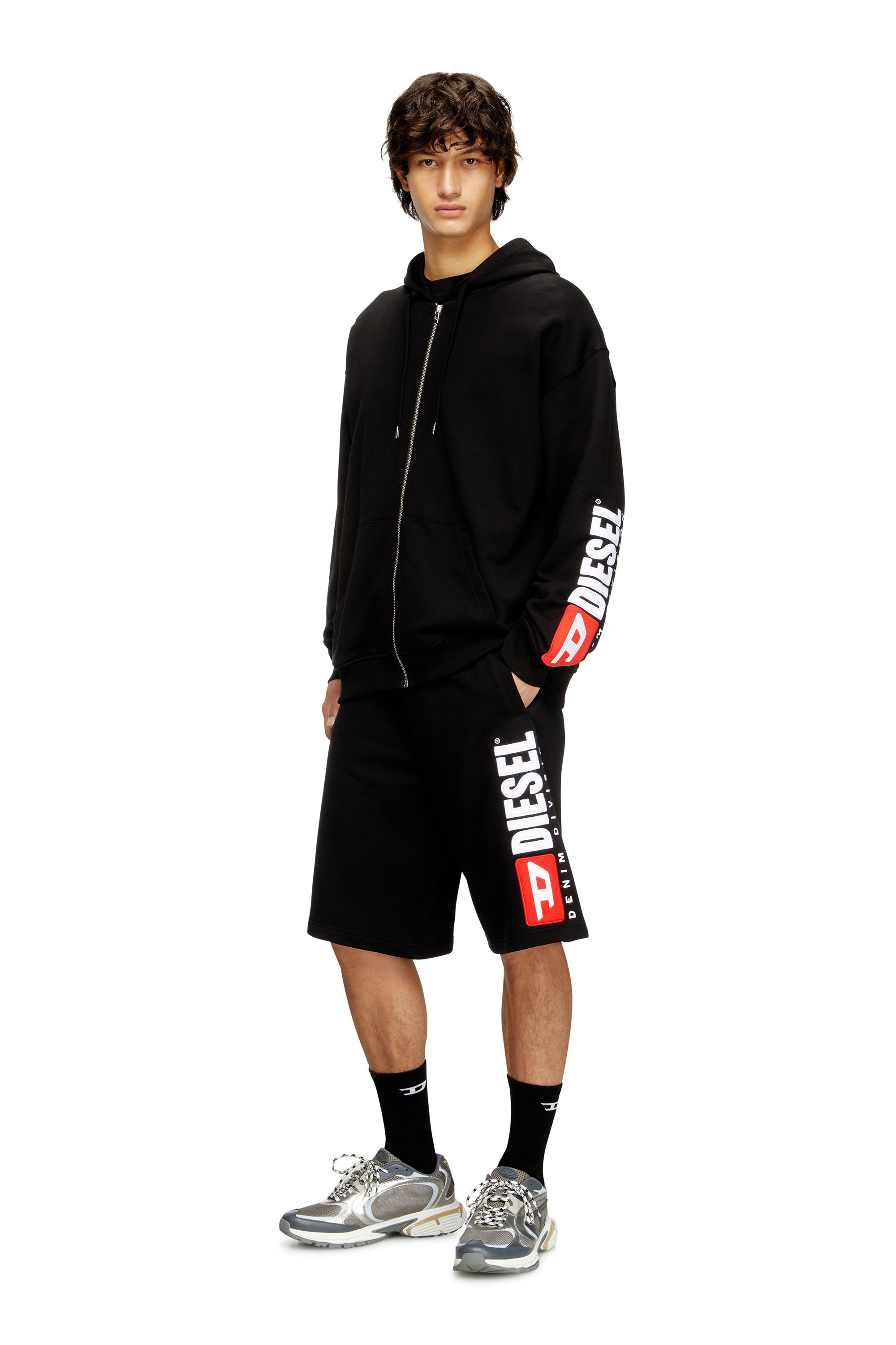 Diesel - P-CROW-DIV, Herren Fleece-Shorts mit Maxi-Logopatch in null - 2