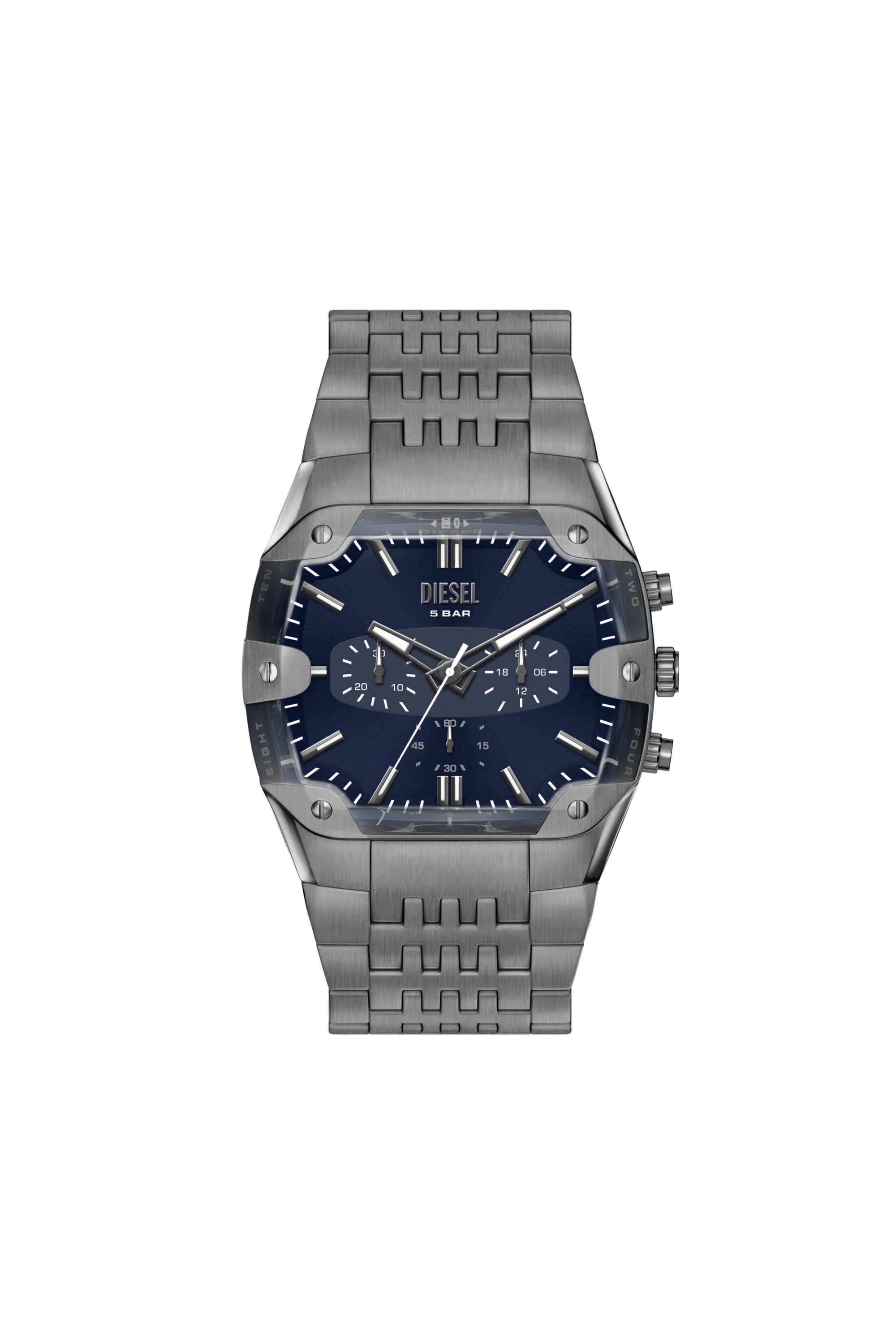 Diesel - DZ4717 WATCH, Herren Spiked Cushion Uhr aus Edelstahl in Gunmetal-Optik in Dunkelgrau - 1
