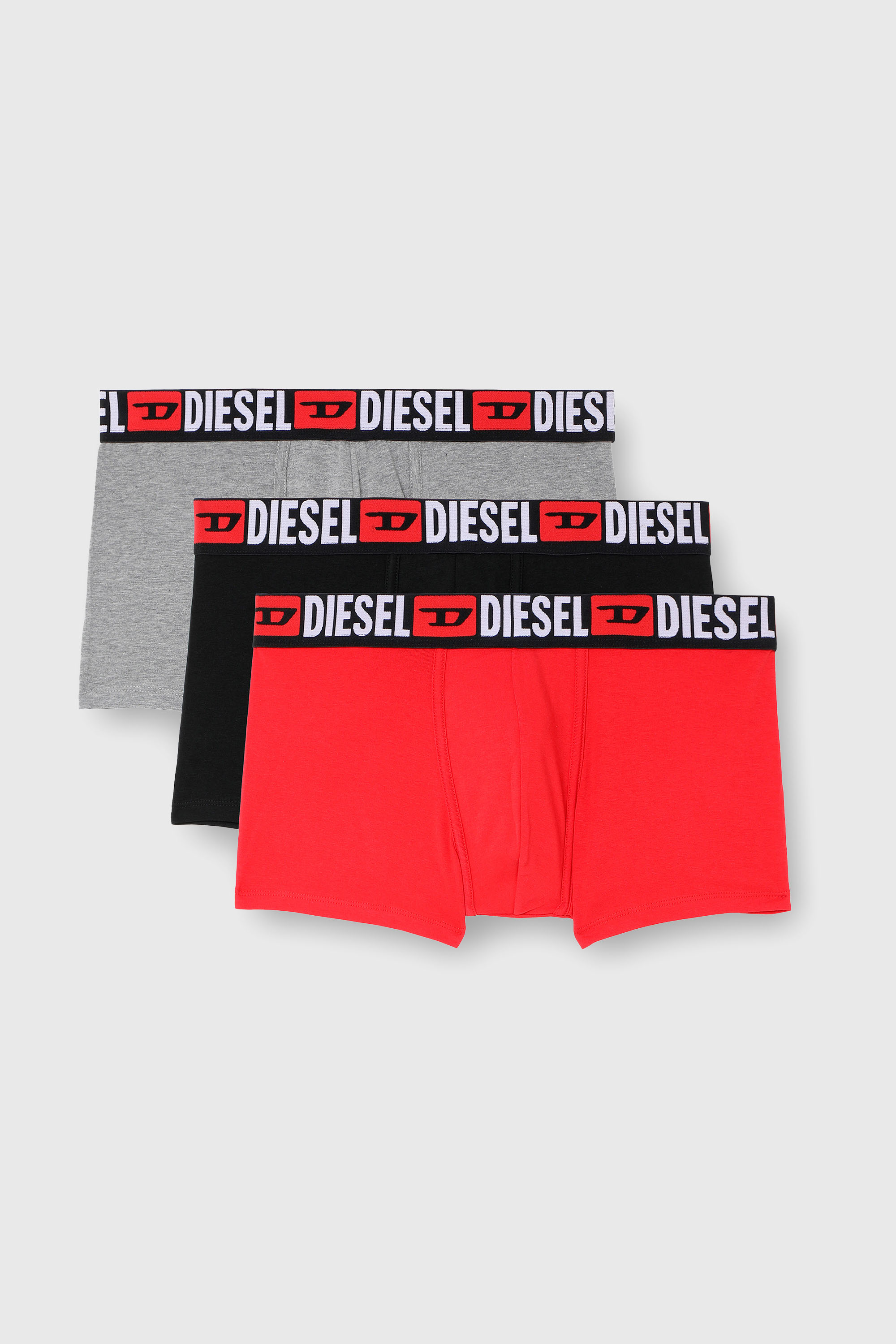 Diesel - UMBX-DAMIENTHREEPACK, Man's Three-pack of all-over logo waist boxers in Red/Grey - 1