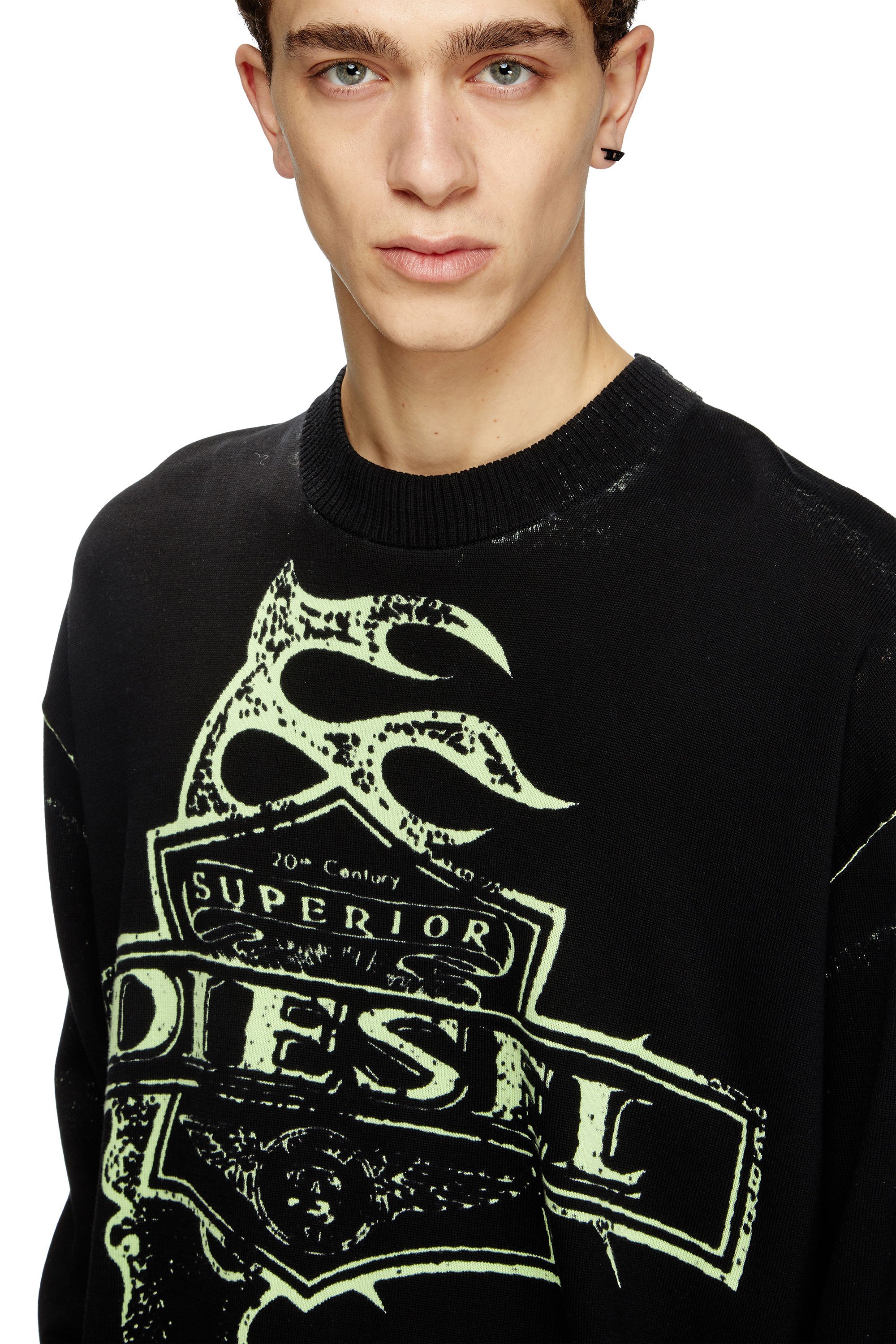 Diesel - K-BELEZ, Herren Logo-Pullover mit Reverse-Print in Schwarz - 5