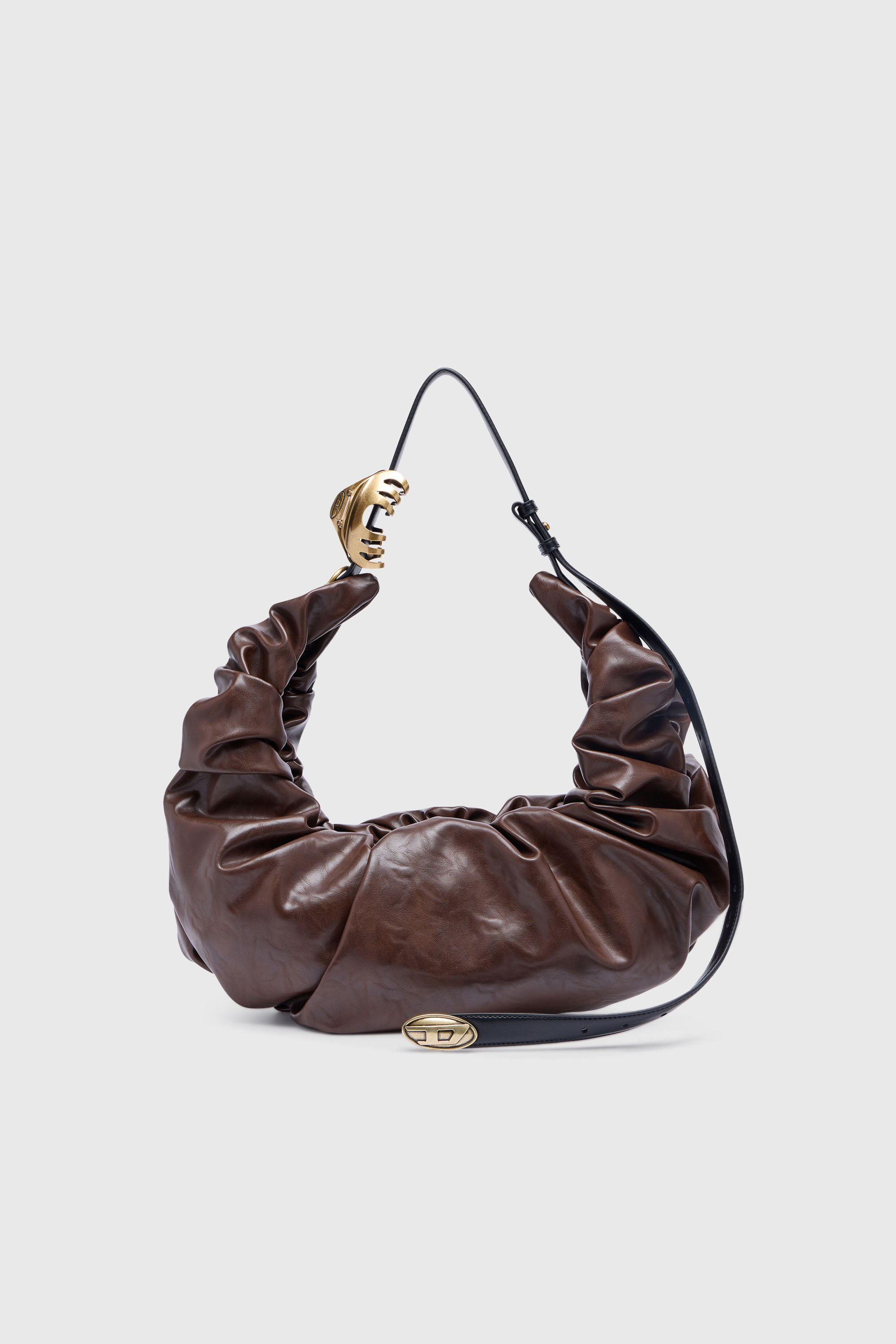 Diesel - GRAB-D HOBO L, Woman's Grab-D-Large scrunched hobo bag in Brown - 1