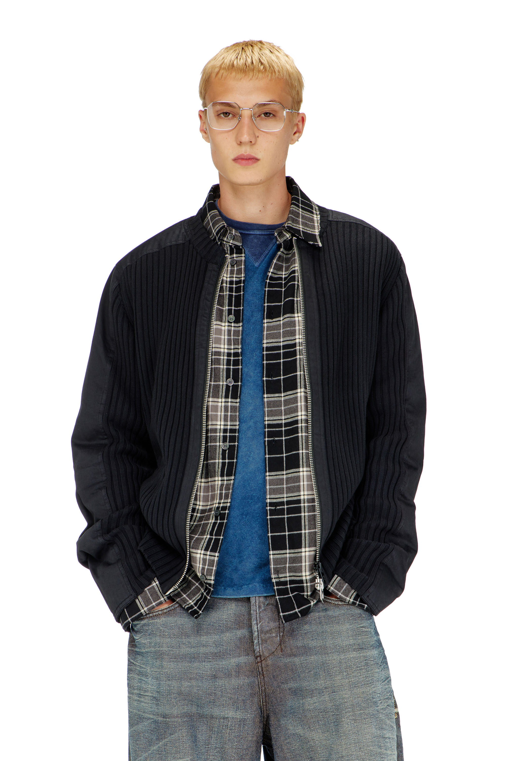 Diesel - K-MATTY, Herren Rei&szlig;verschluss-Cardigan mit Utility-Eins&auml;tzen in Schwarz - 1