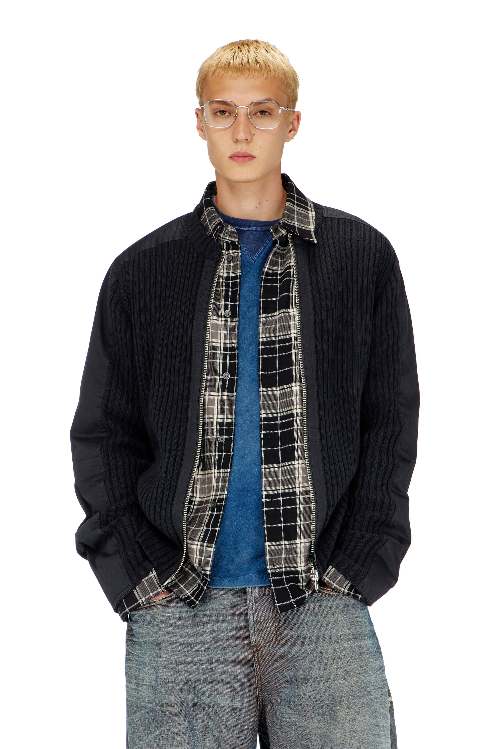 Diesel - K-MATTY, Herren Rei&szlig;verschluss-Cardigan mit Utility-Eins&auml;tzen in Schwarz - 3