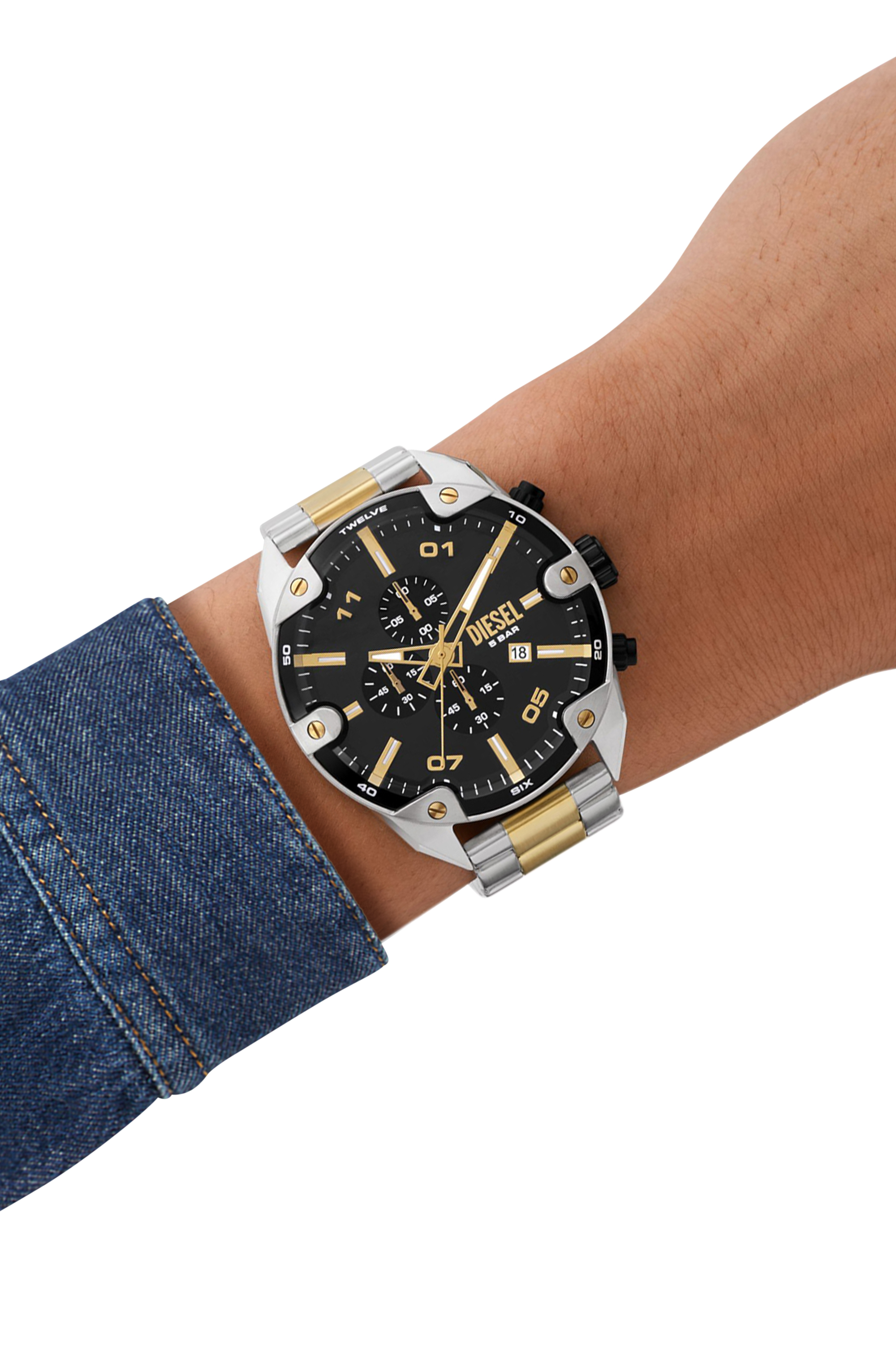 Diesel - DZ4627, Herren Spiked Chronograph Edelstahl in Silber - 4