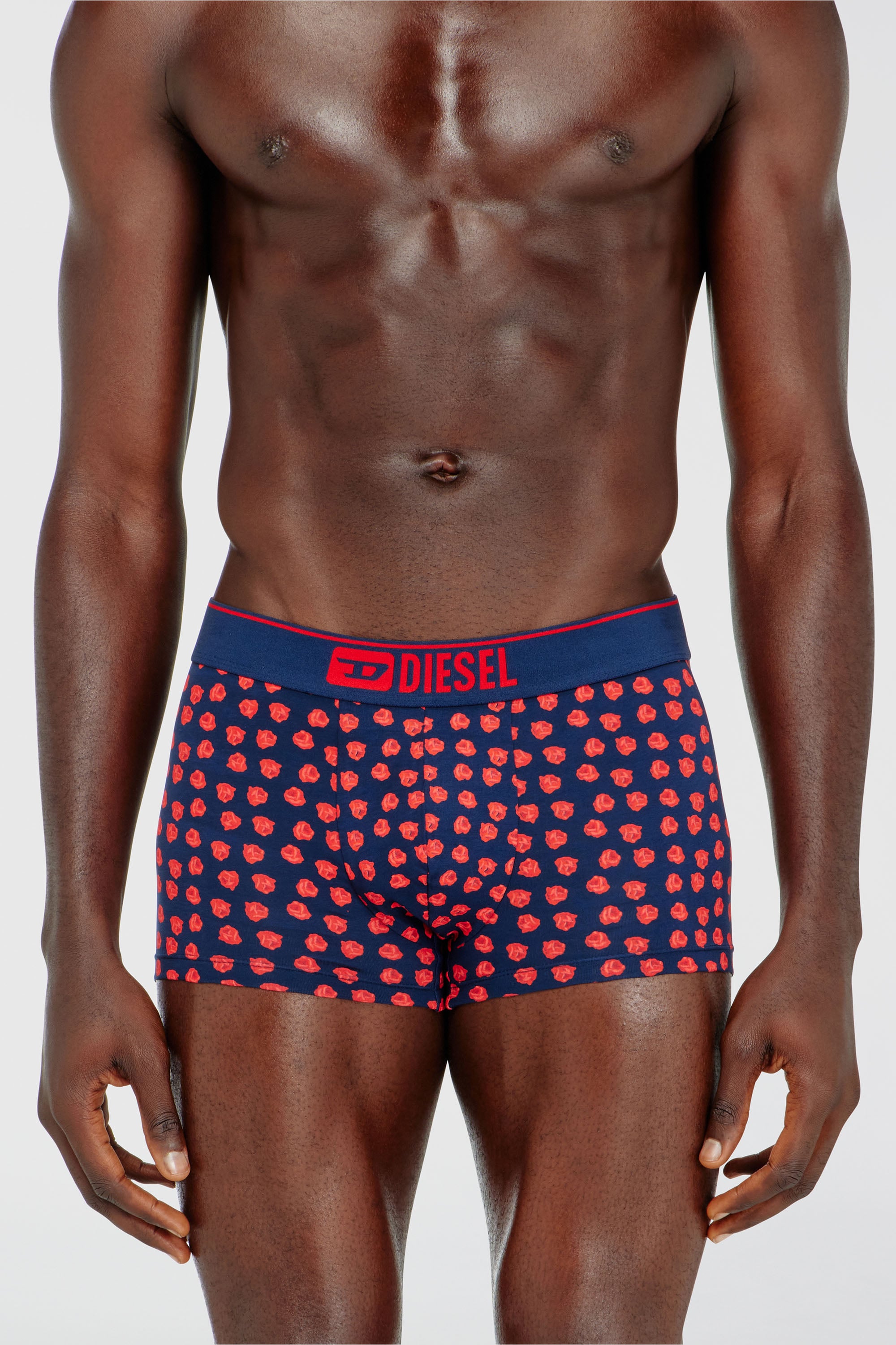 Diesel - DAMIEN-D-BOX-3PACK, Herren Dreierpack Boxershorts mit Rosenmuster in Rot/Blau - 2