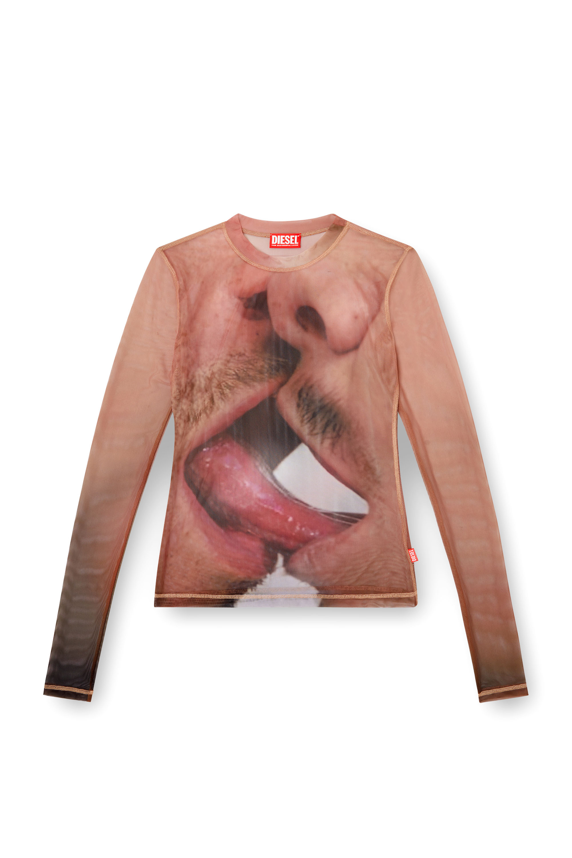 Diesel - PR-T-SIELAR-TOM25-1, Unisex Langarm-Oberteil aus bedrucktem Tech-Mesh in Rosa - 3