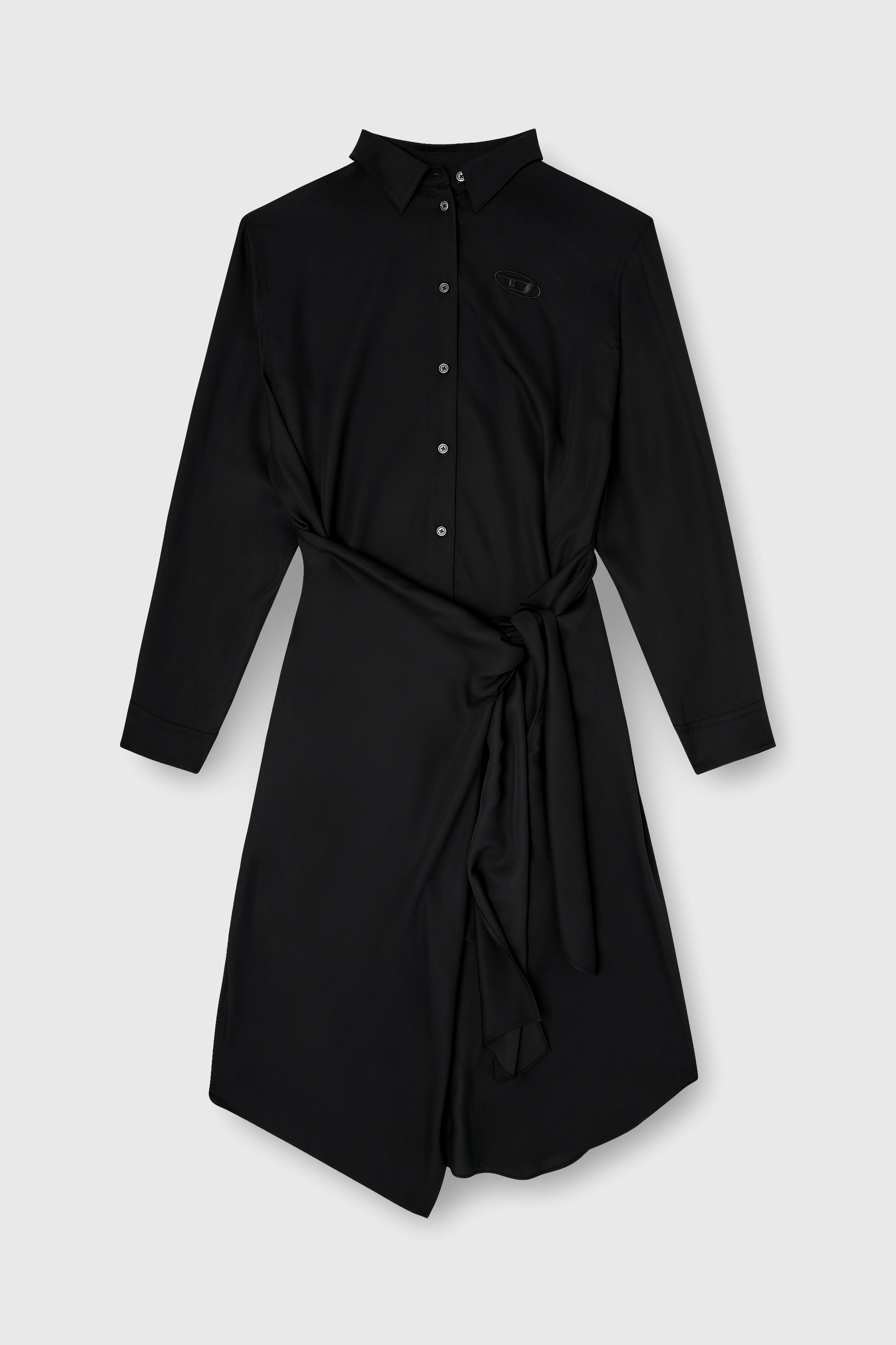 Diesel - D-ILETTA-S1, Damen Midikleid mit verdrehtem Detail in Schwarz - 1