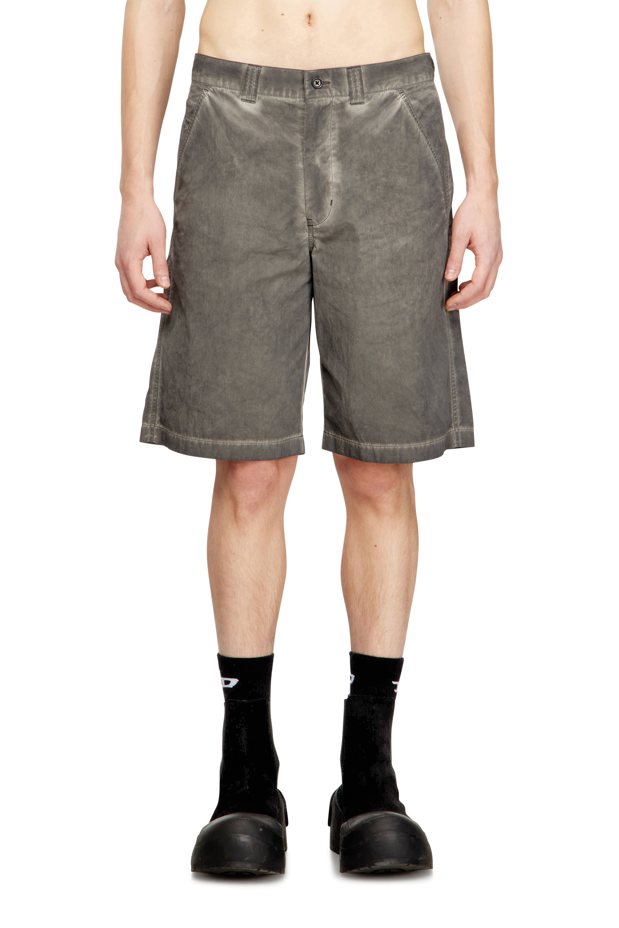 Diesel - P-HANT-CHINO-SHORT-TREAT, Herren Shorts aus Nylon-Baumwolle mit Pigmentf&auml;rbung in Grau - 3