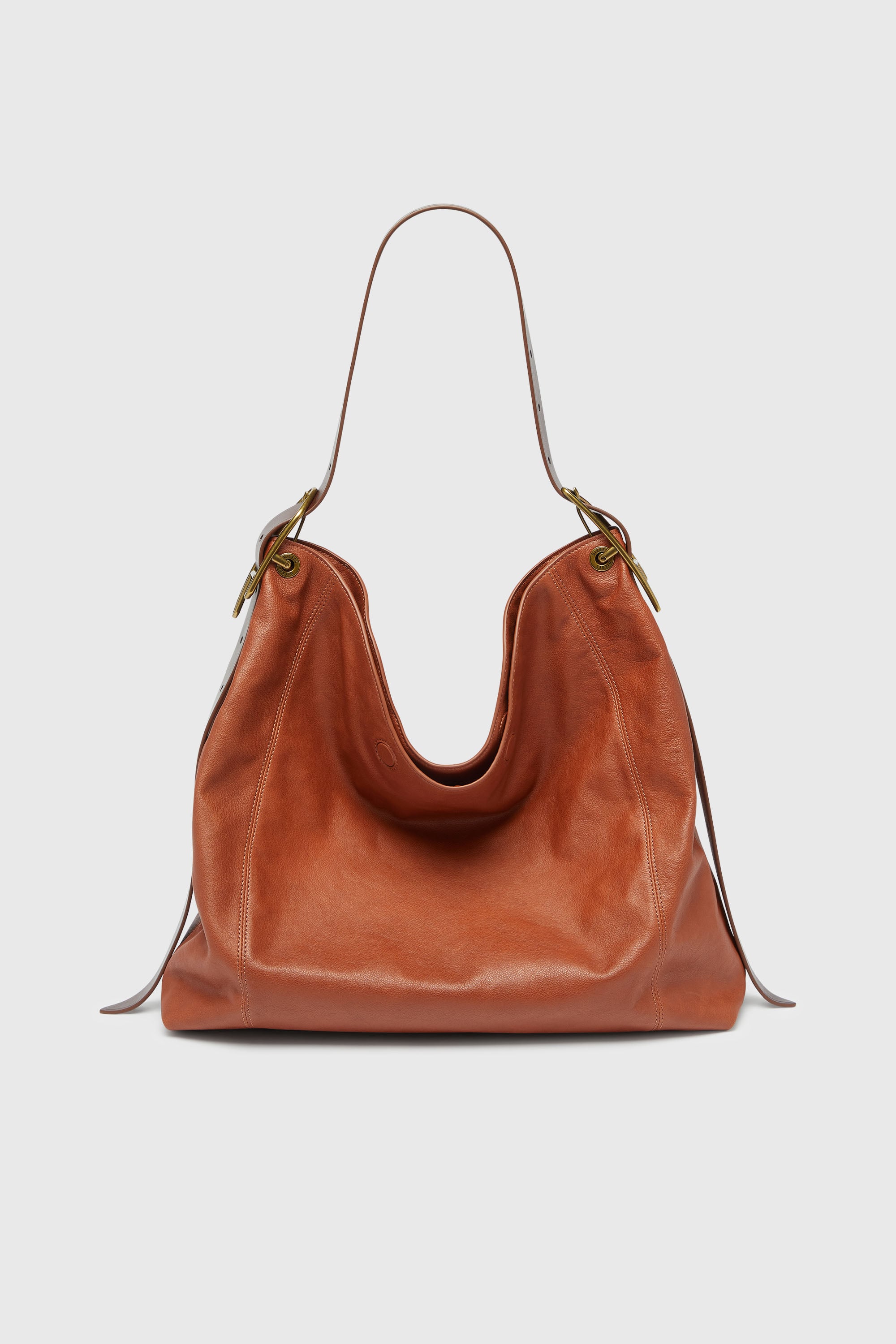 Diesel - D-LINE HOBO L, Damen D-Line-Hobo-Tasche aus gl&auml;nzendem, geknittertem Leder in Braun - 1