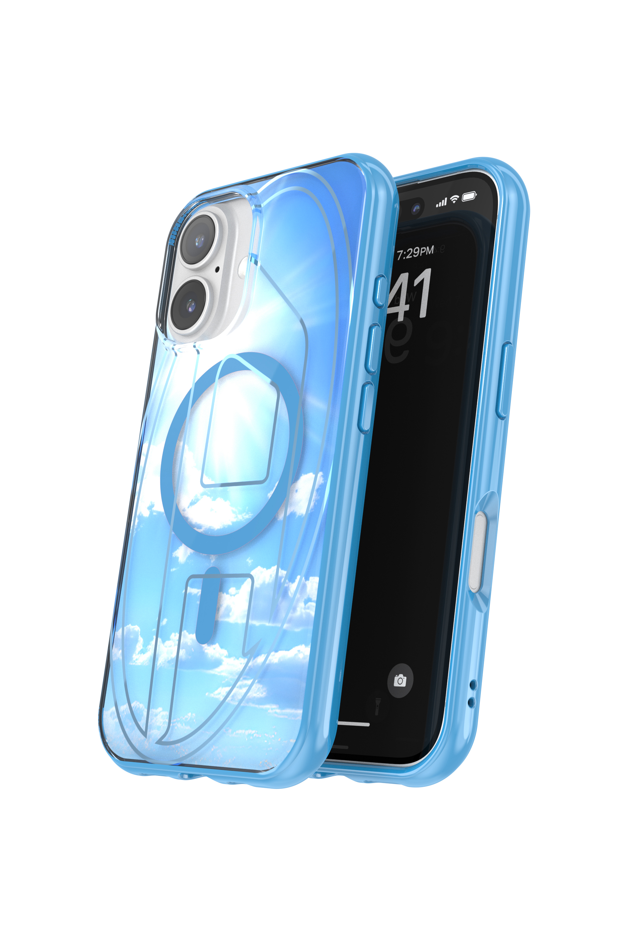 Diesel - 60252 AOP CASE, Unisex Oval D Hülle mit MagSafe iPhone 16 in Azurblau - 3