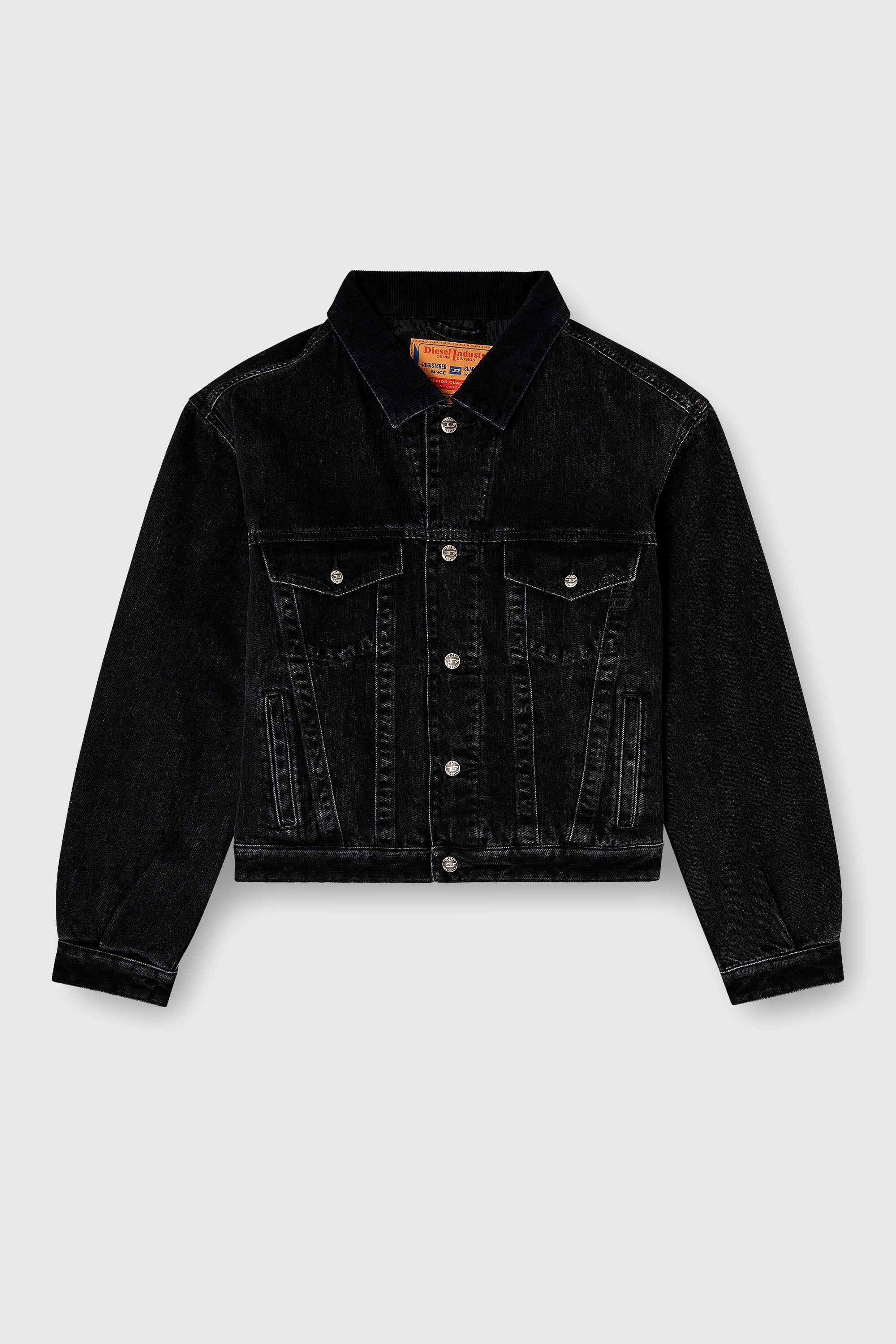 Diesel - D-RANGER-T, Unisex's Padded trucker jacket in denim in Black - 2