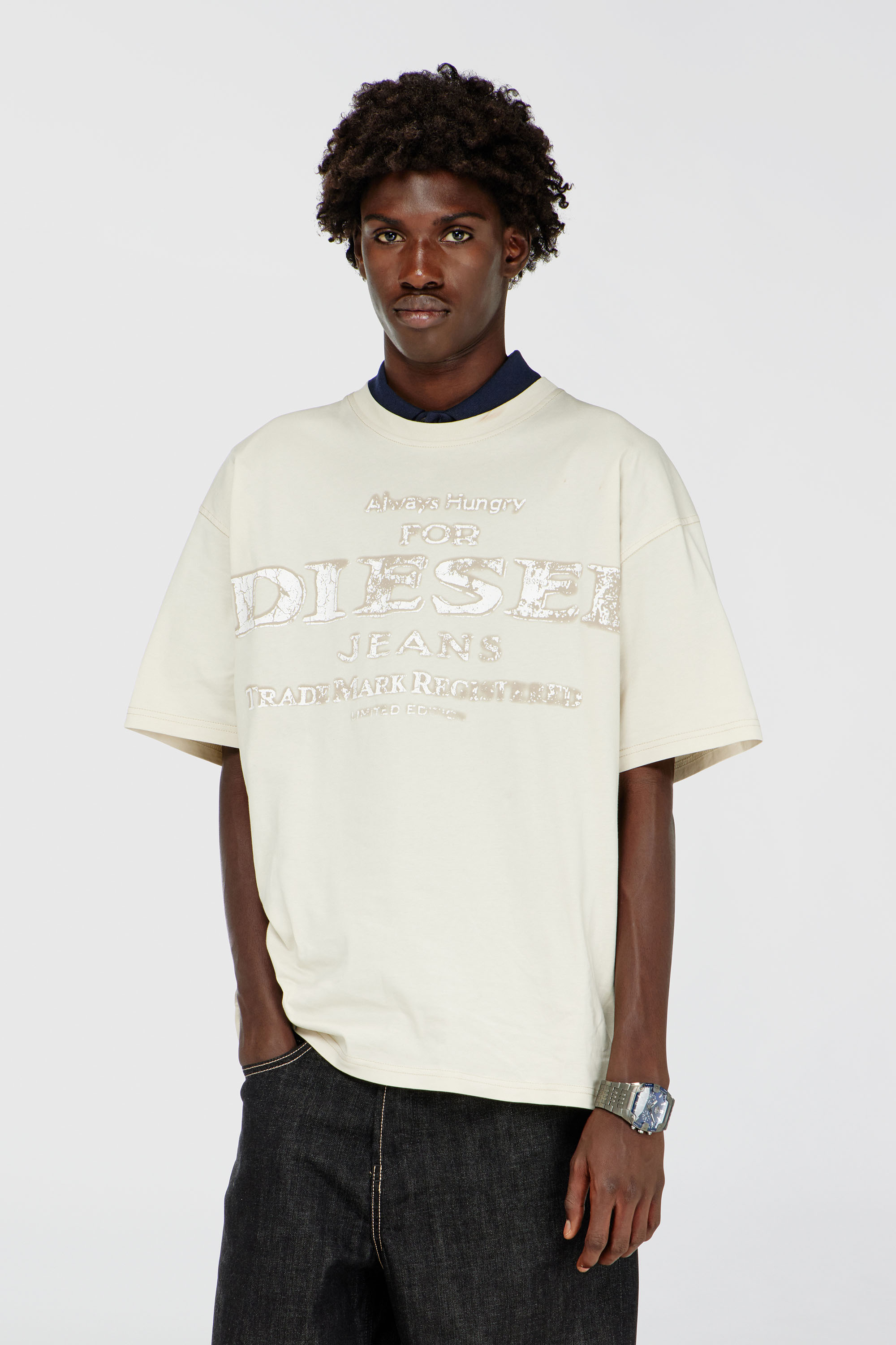 Diesel - T-BOXT-B4, Herren T-shirt mit Crack-Print-Logo in Wei&szlig; - 3