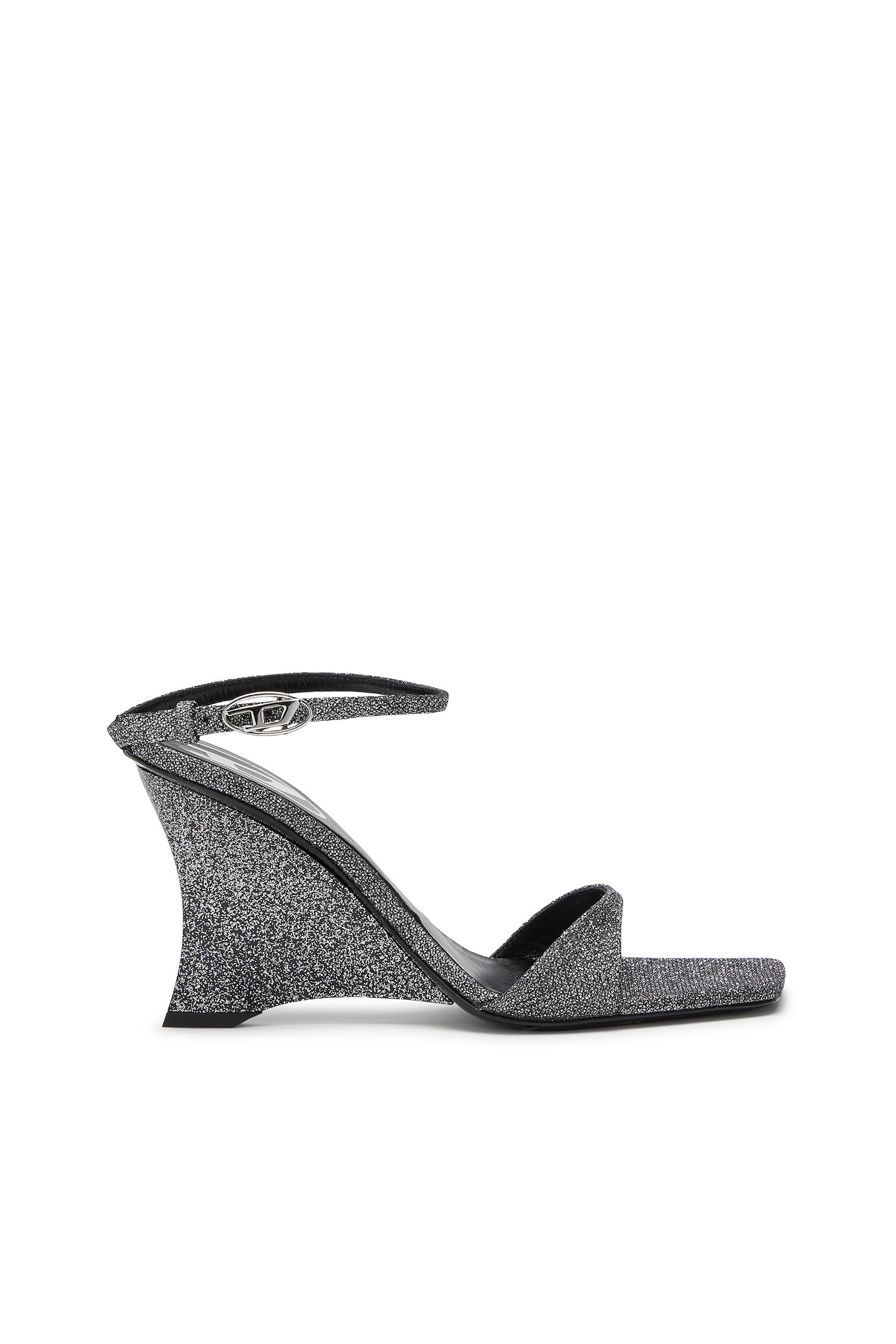 D-AMBER SANDAL WEDGE, Silber Diesel - D-AMBER SANDAL WEDGE, Damen D-Amber-Wedge Sandalen aus Lurexstoff in Silber - 1