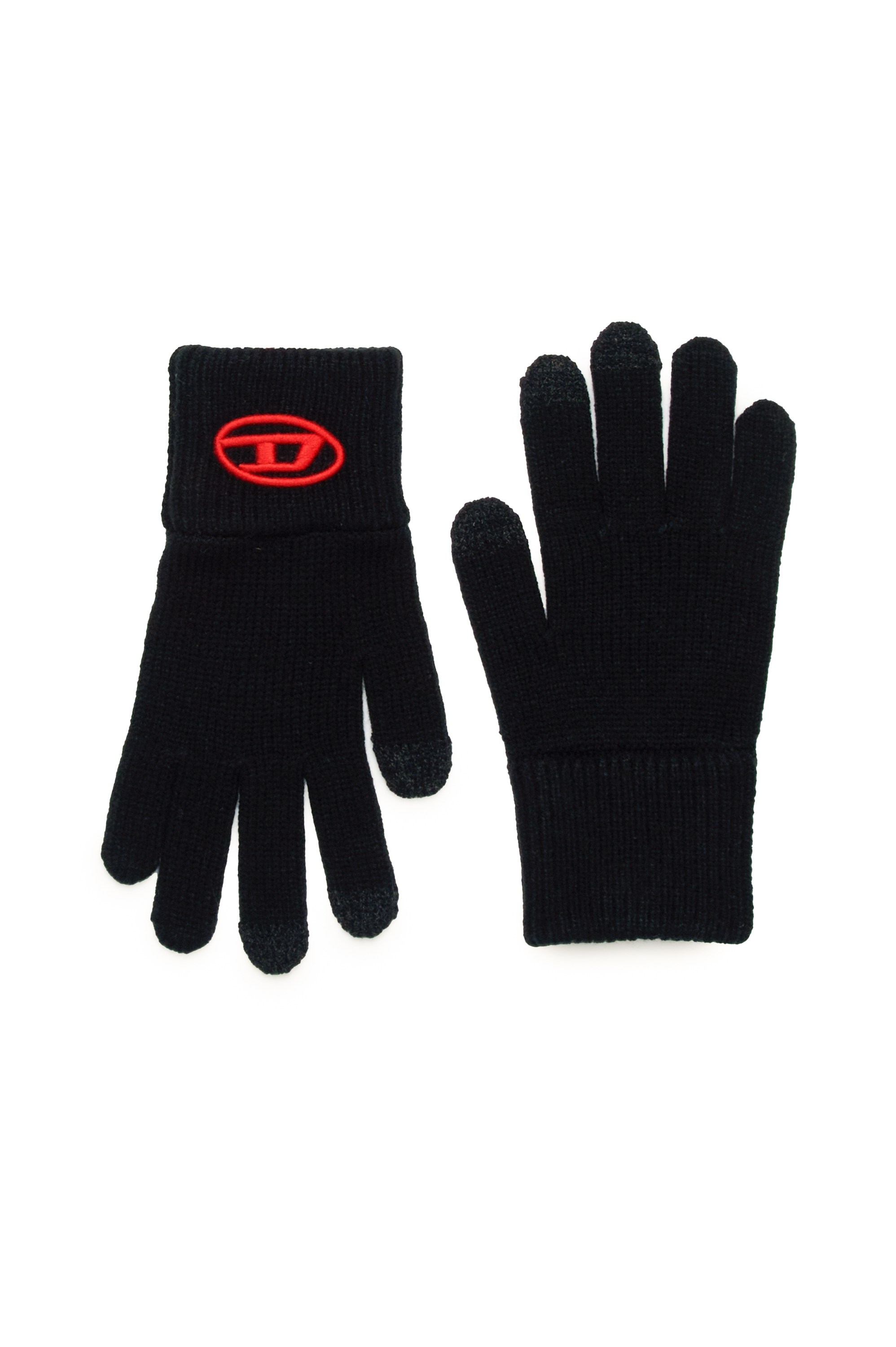 Diesel - NCODERTO, Man's Knitted touchscreen gloves in Black - 1