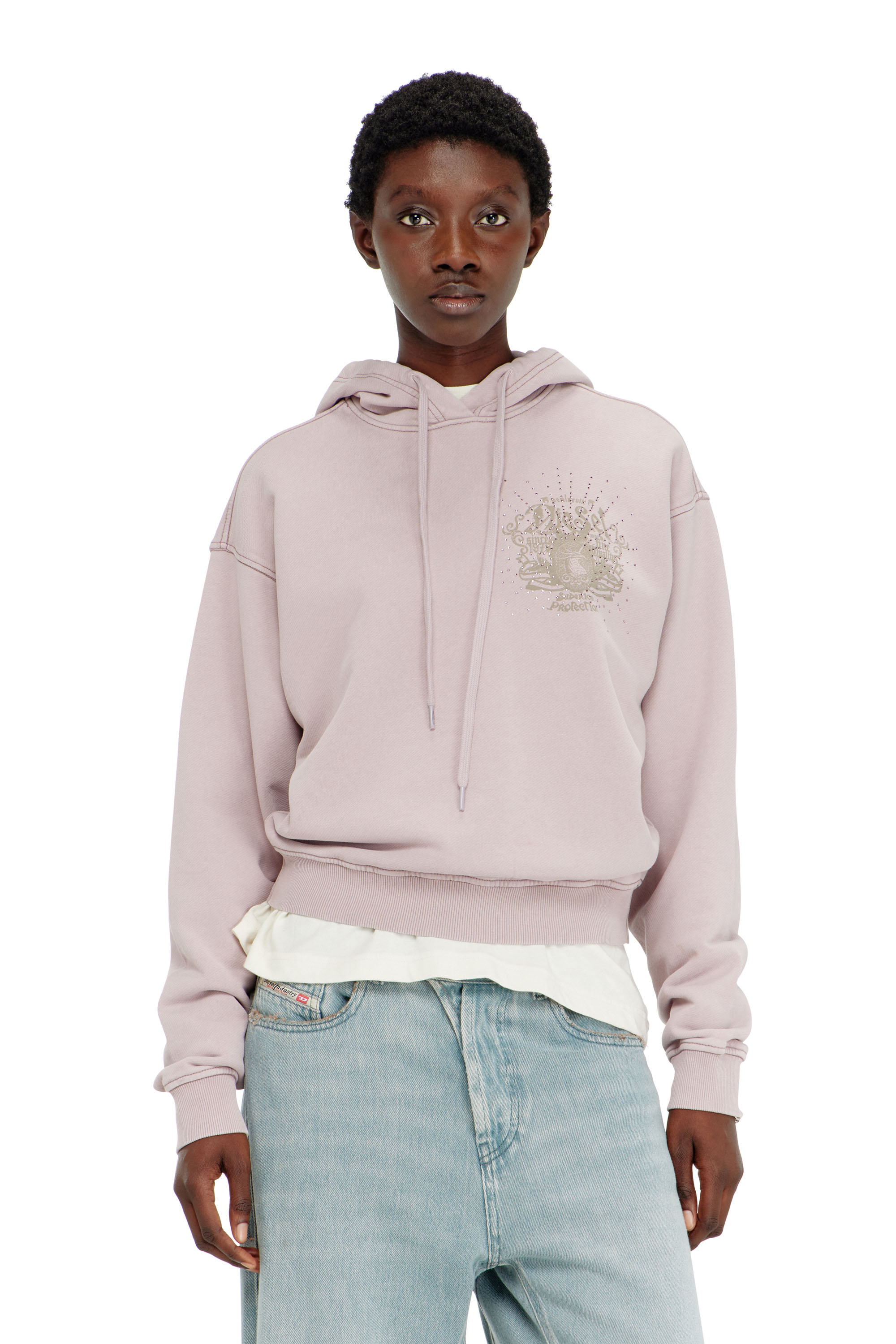 Diesel - F-PHOENY, Damen Hoodie mit Prints und Strasssteinen in Lila - 3