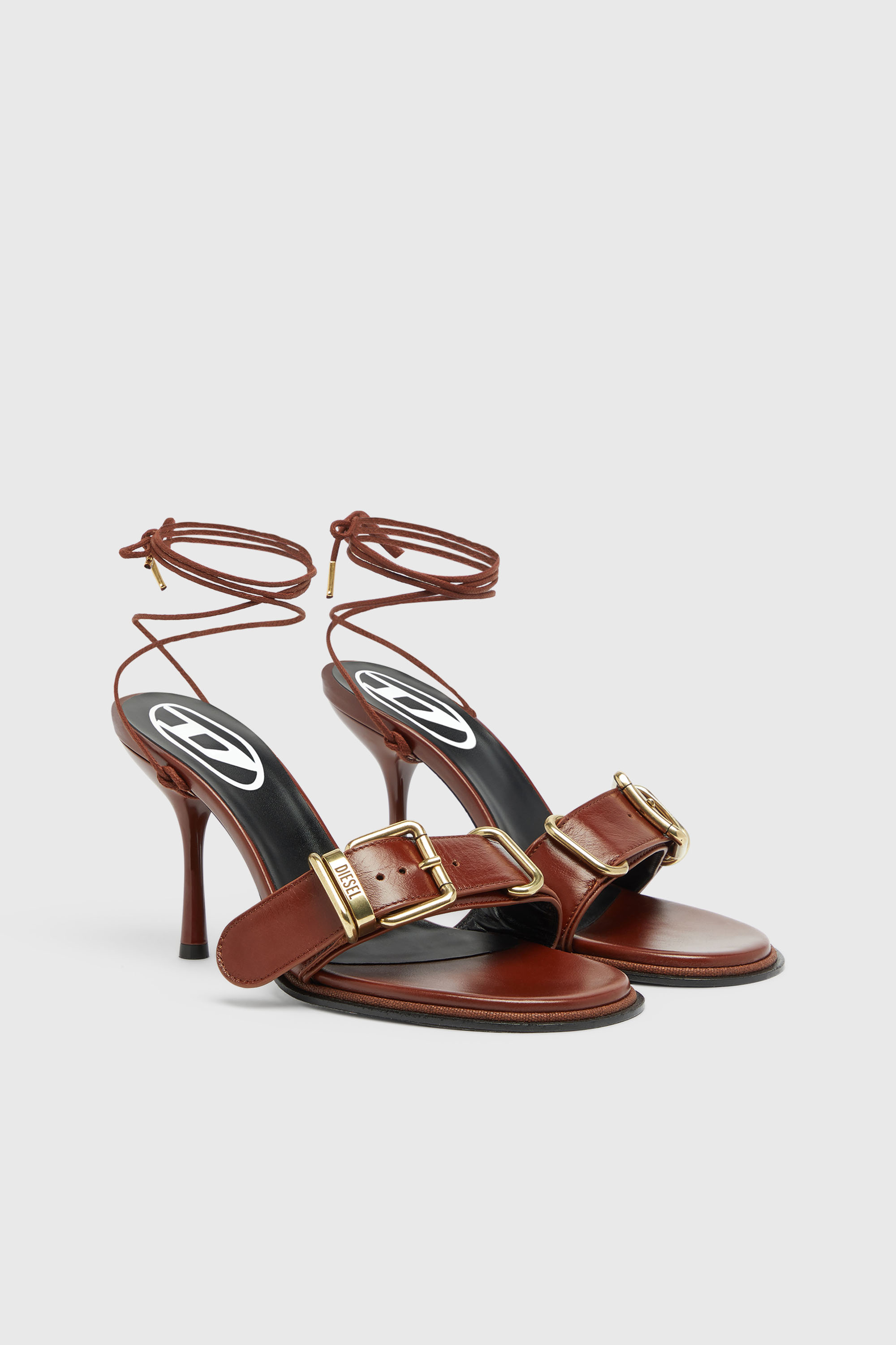 Diesel - D-COCCO-90-SA, Damen D-Cocco-Sandalen mit Kn&ouml;chelriemen aus Leder in Braun - 3