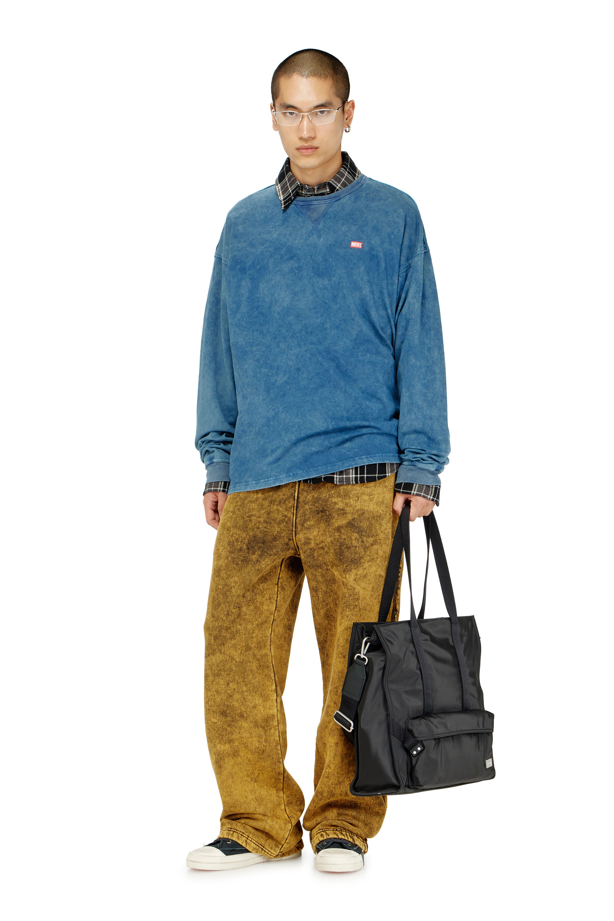 Diesel - P-MARTAINS-RAW, Herren Sweatpants mit acid-wash und offenen Kanten in Braun - 1