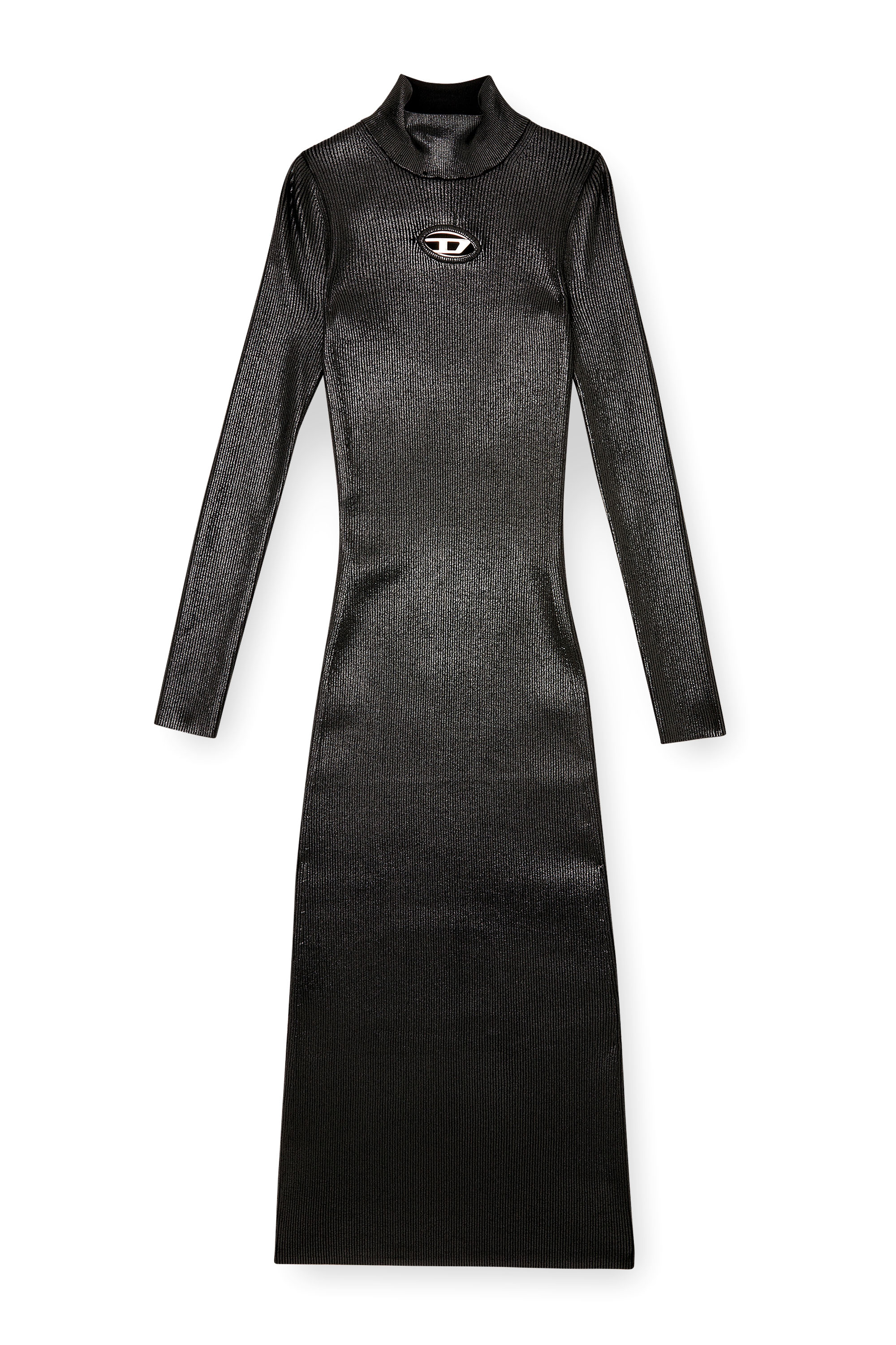 Diesel - M-ZARY-B, Damen Midi-Kleid mit Rollkragen aus glänzendem Strick in Schwarz - 2