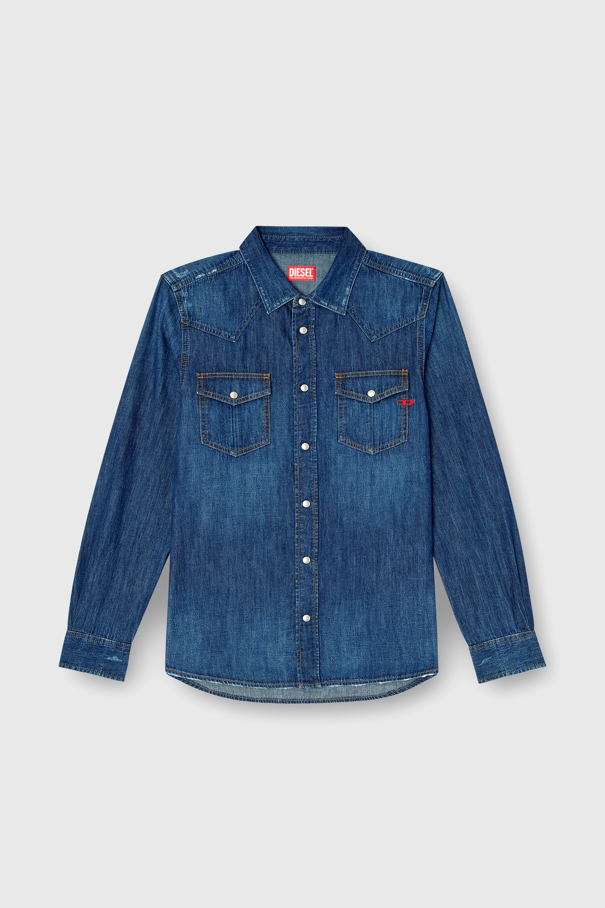 Diesel - D-VEGA, Herren Overshirt aus Denim in Dunkelblau - 2